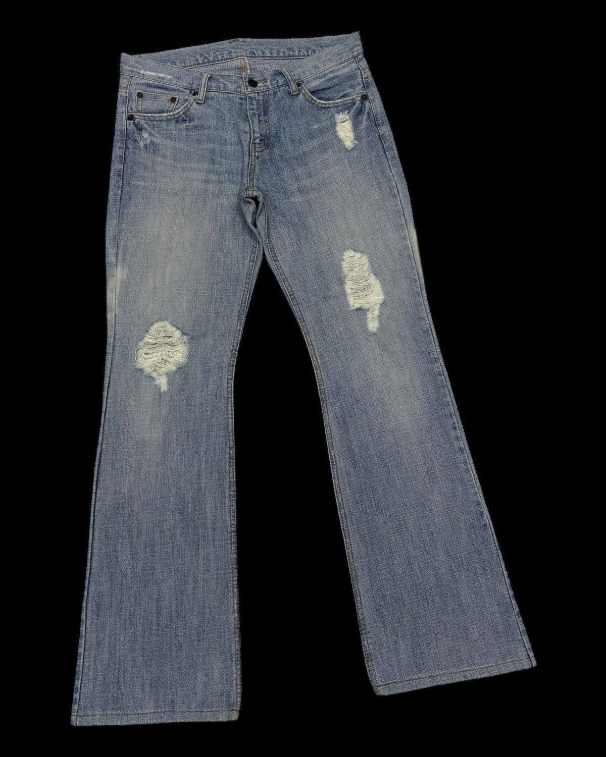 14th Addiction × KMRii × Yasuyuki Ishii Flare Jeans Japanese Brand Bootcut Faded Jeans Size US 31 - 3 Thumbnail