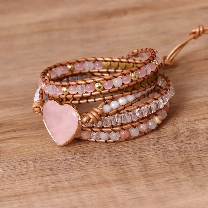 Jewelry Rose Quartz Natural Stone Wrap Bracelet Size ONE SIZE - 3 Thumbnail