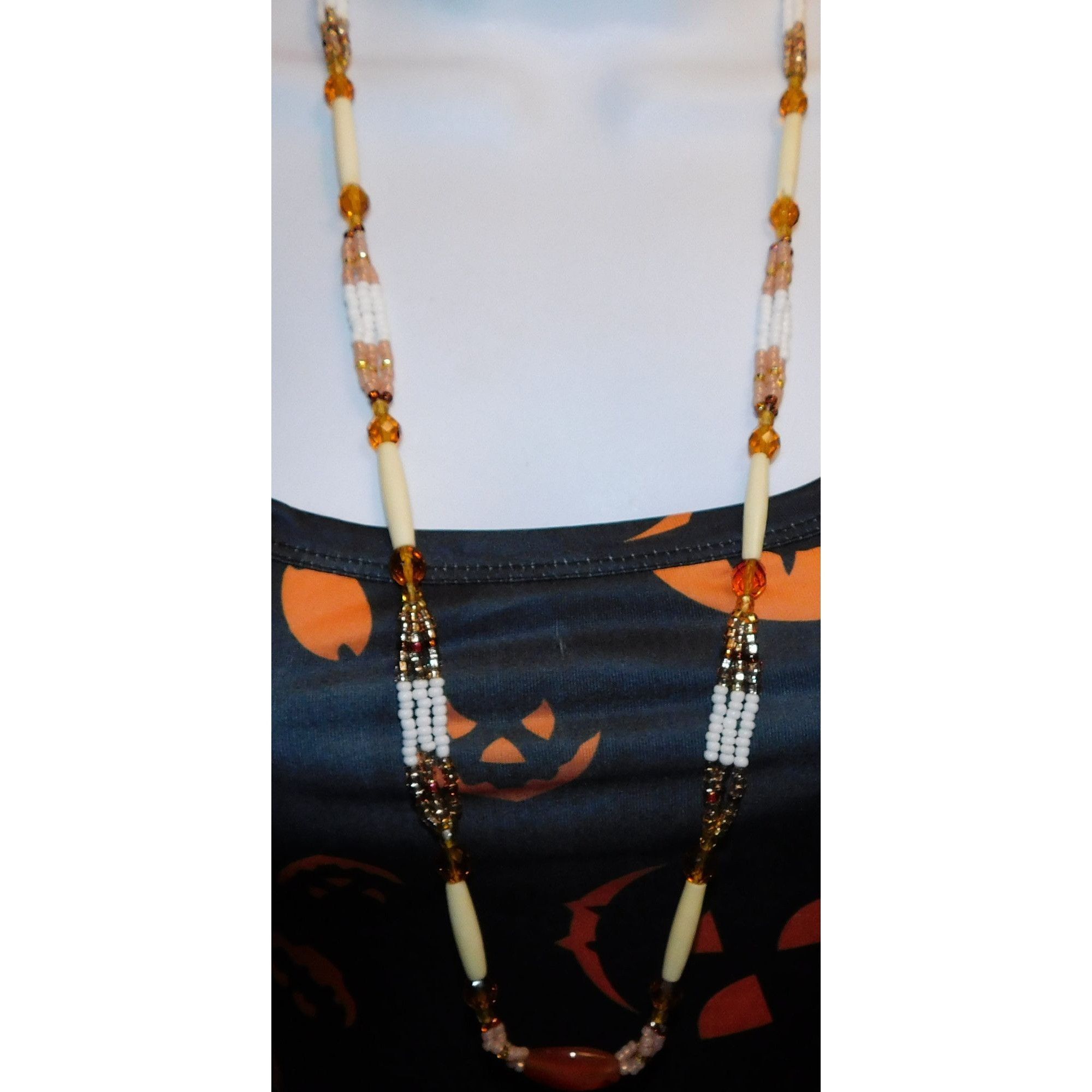 Other Amber Glass Beaded Necklace With Pink And White Accents Size ONE SIZE - 4 Thumbnail