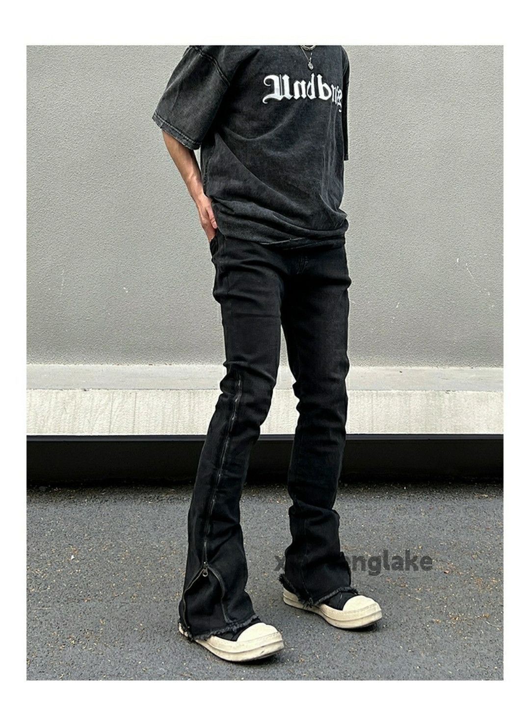 Jean × Vintage washed faded zipper utility punk grunge flared jeans Size US 32 / EU 48 - 4 Thumbnail