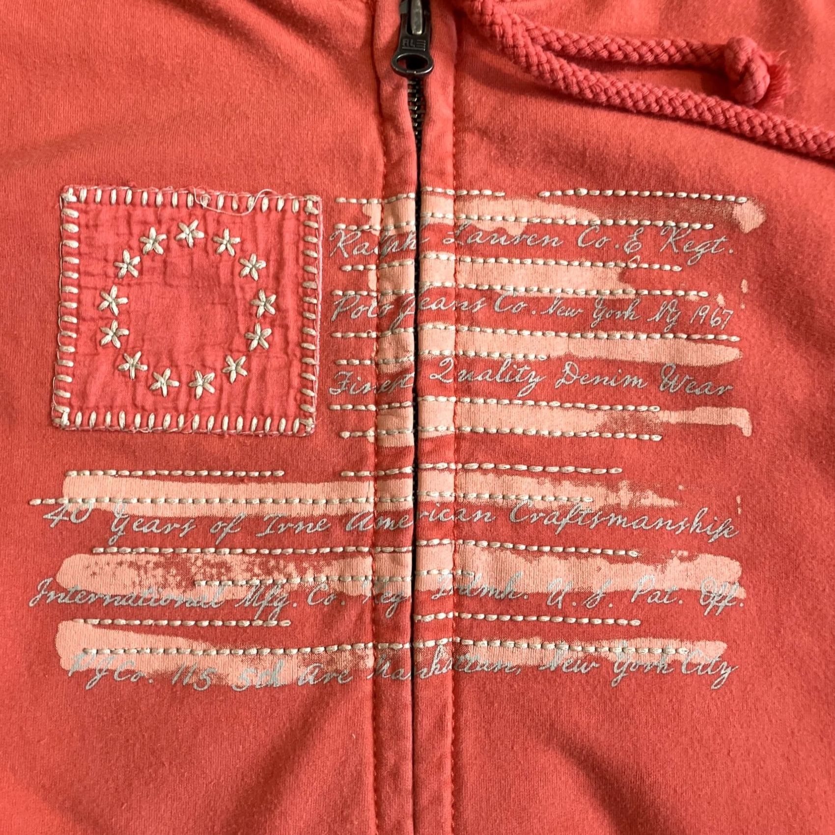 Ralph Lauren VINTAGE Ralph Lauren Polo Jeans Co Hoodie Full Zip Embroidered Flag Coral XL Women's Size XL / US 12-14 / IT 48-50 - 2 Thumbnail