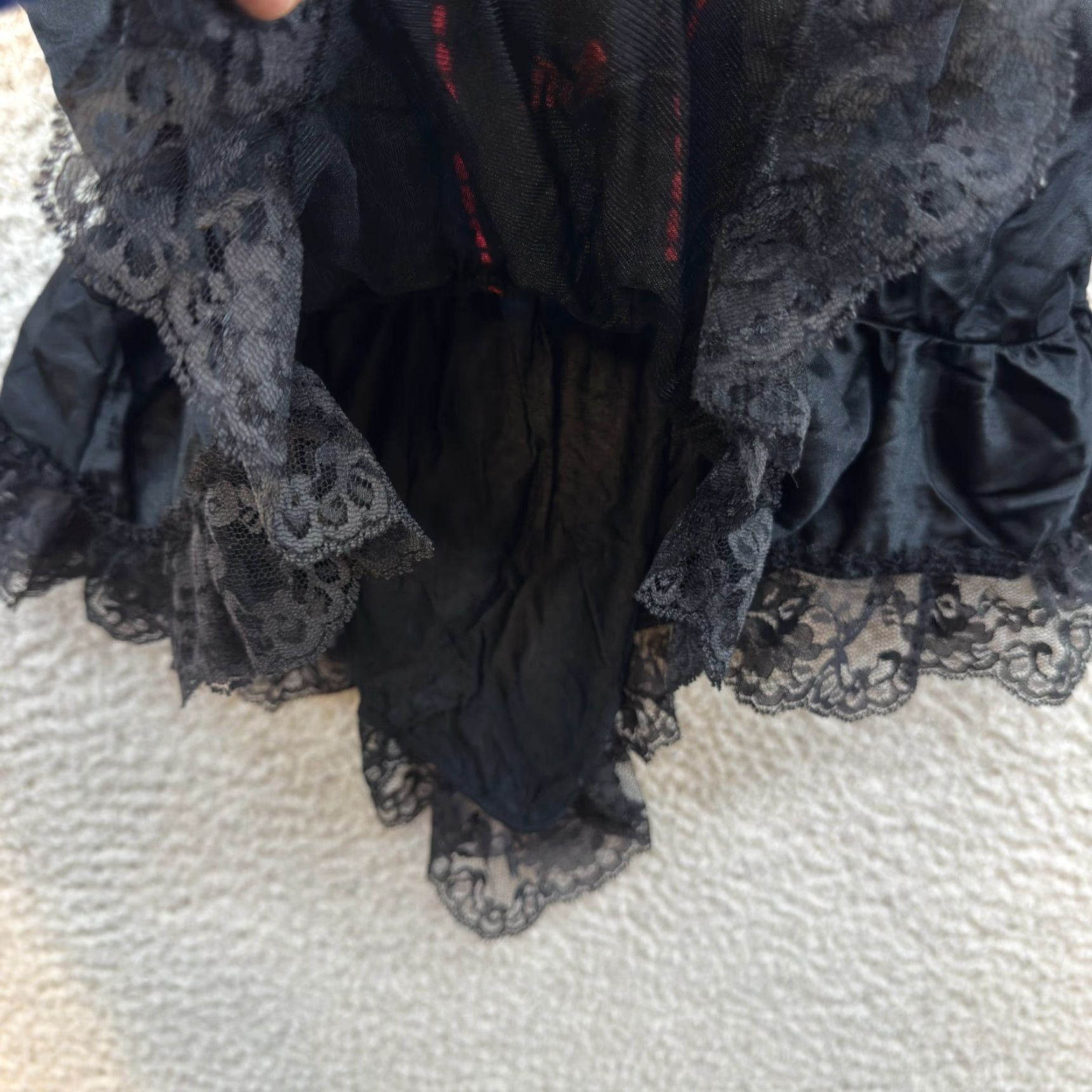 Vintage VINTAGE Camisole Slip Lingerie Large Black Red Lace Bow Edwardian Goth Size ONE SIZE - 4 Thumbnail