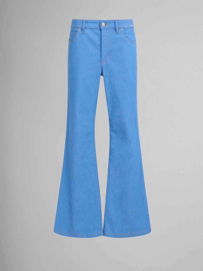 Marni oc11z0525 Denim Flared Trousers in Blue Size 28" / US 6 / IT 42 - 1 Thumbnail