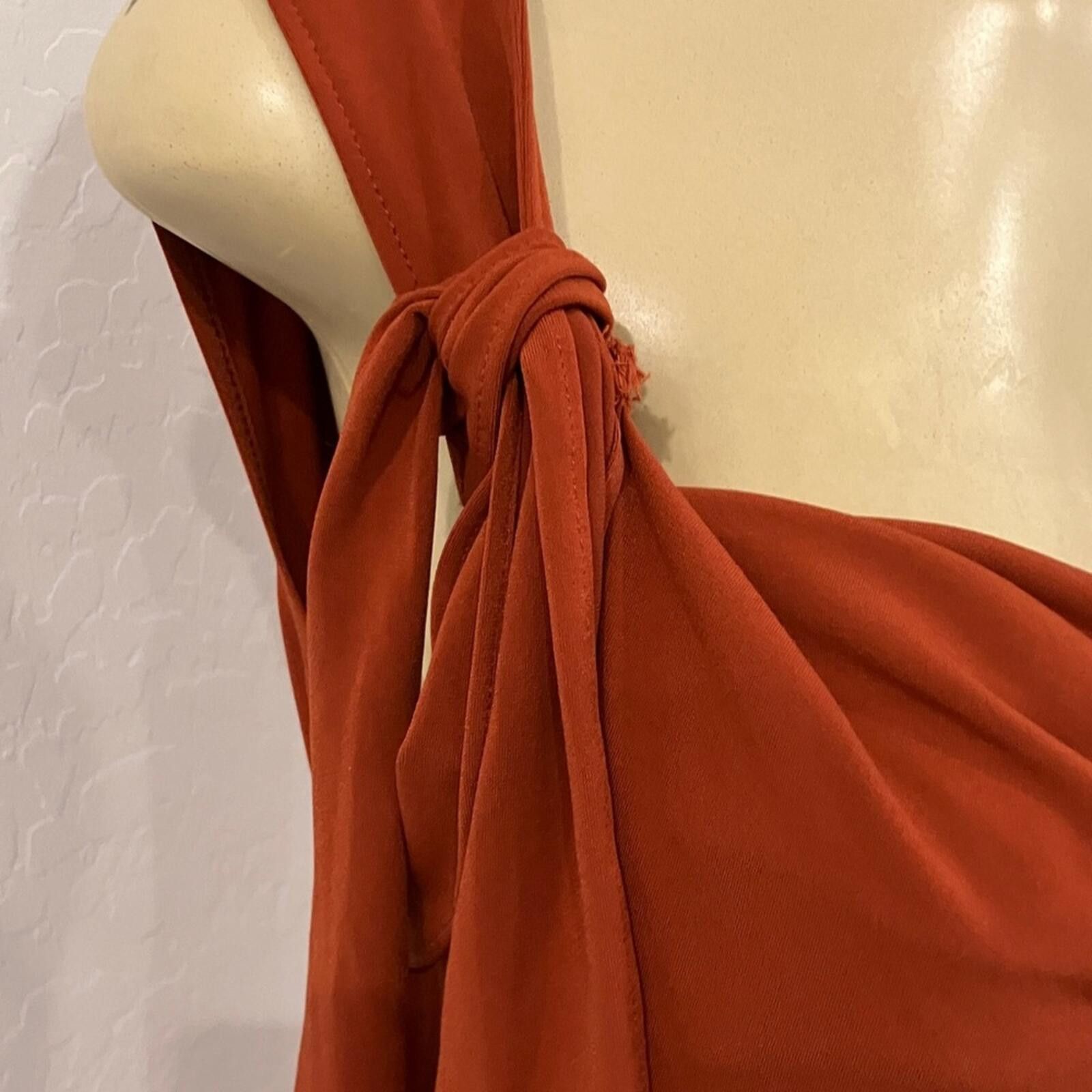 Other Simply Vera Vera Wang Rust Orange Draped Blouse Size M / US 6-8 / IT 42-44 - 3 Thumbnail