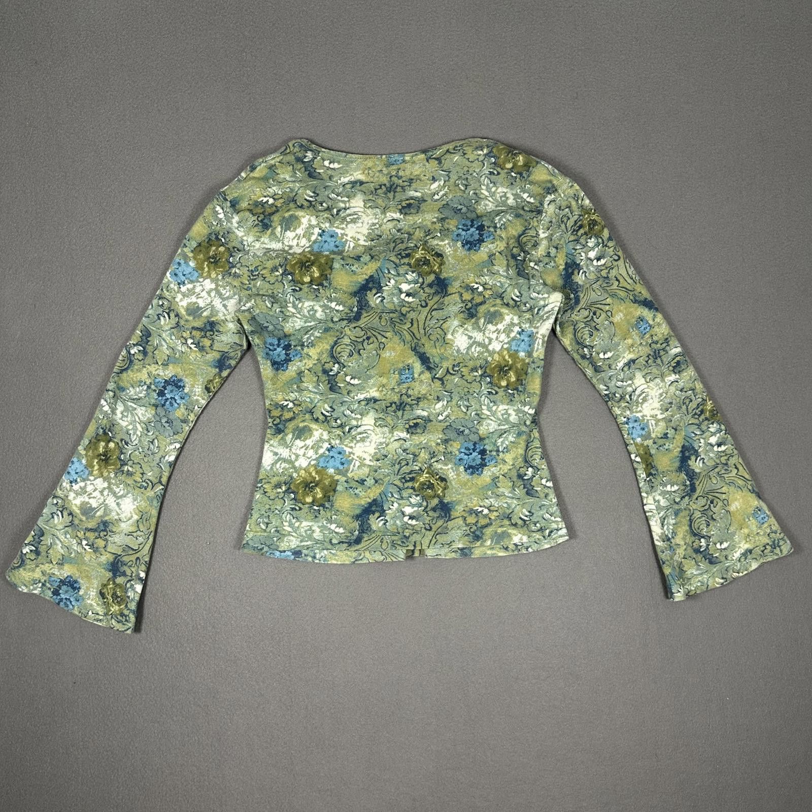 Other Women’s Long Sleeve Green Floral Bell Sleeve Y2K Vintage Size M / US 6-8 / IT 42-44 - 2 Thumbnail