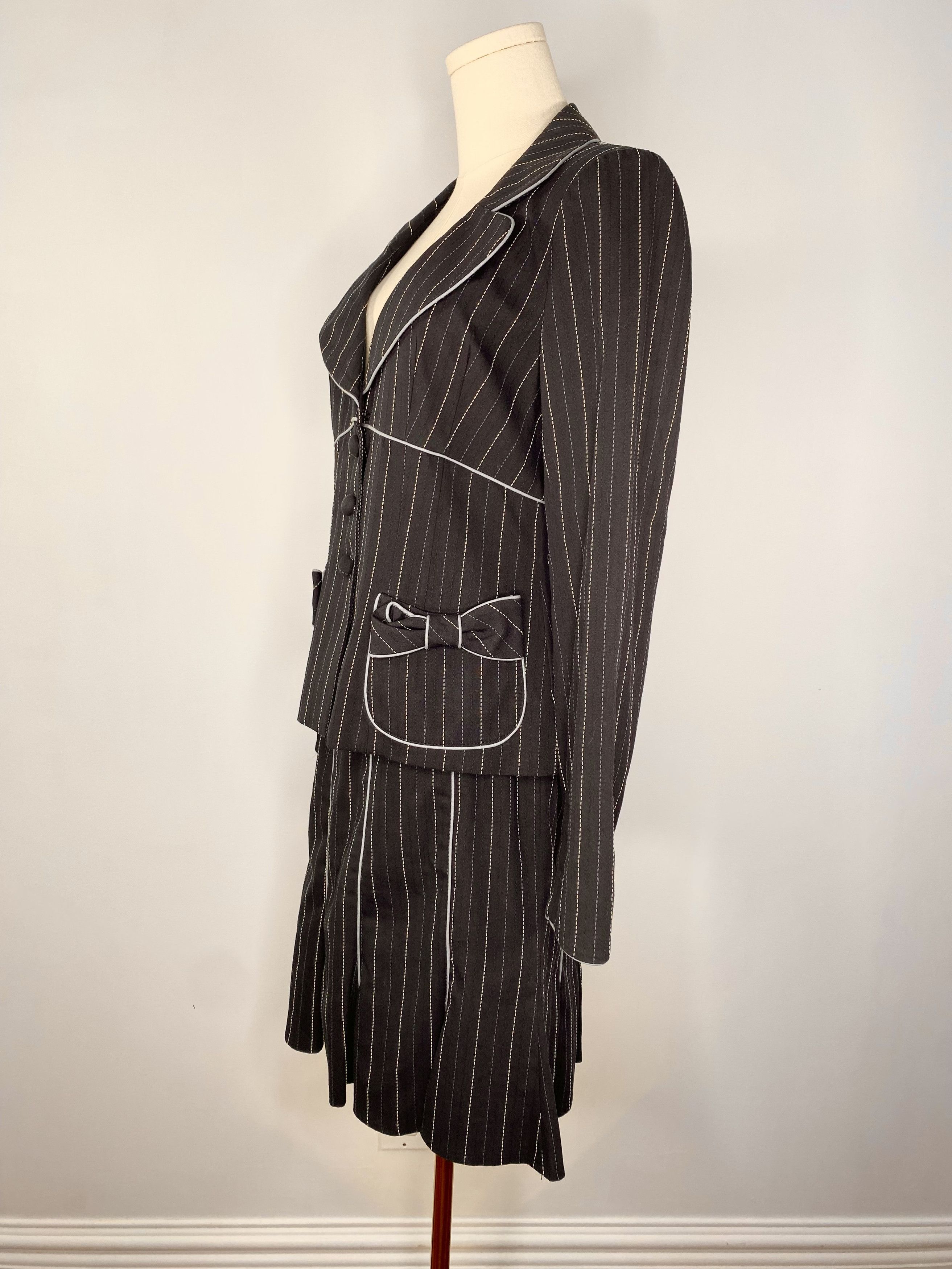 Nanette Lepore Nanette Lepore - Pin-stripe Bow Skirt Suit Size S / US 4 / IT 40 - 7 Thumbnail