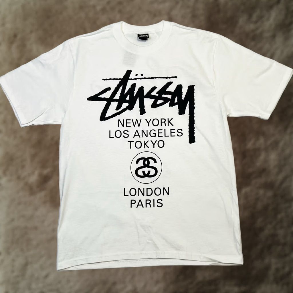 Vintage VINTAGE Stussy World Tour Tee Shirt White Mens M Short Sleeve Graphic Print Logo 2025 Size US M / EU 48-50 / 2 - 1 Thumbnail