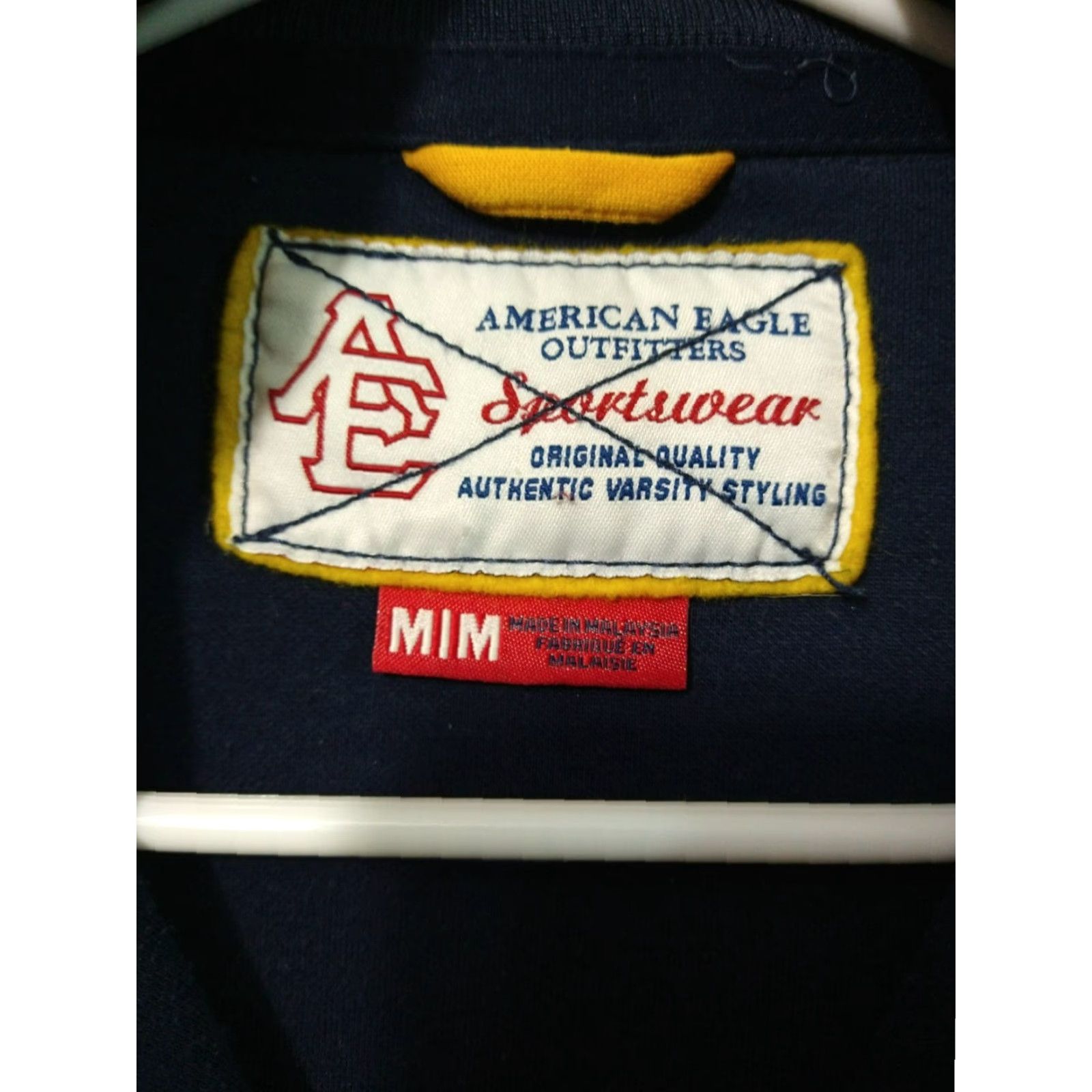 American Eagle Outfitters VINTAGE American Eagle Outfitters Jacket Womens M Blue Varsity Zip 90s College Retro Long Sleeve Solid Embroidered Logo Mid-Length Size M / US 6-8 / IT 42-44 - 6 Thumbnail