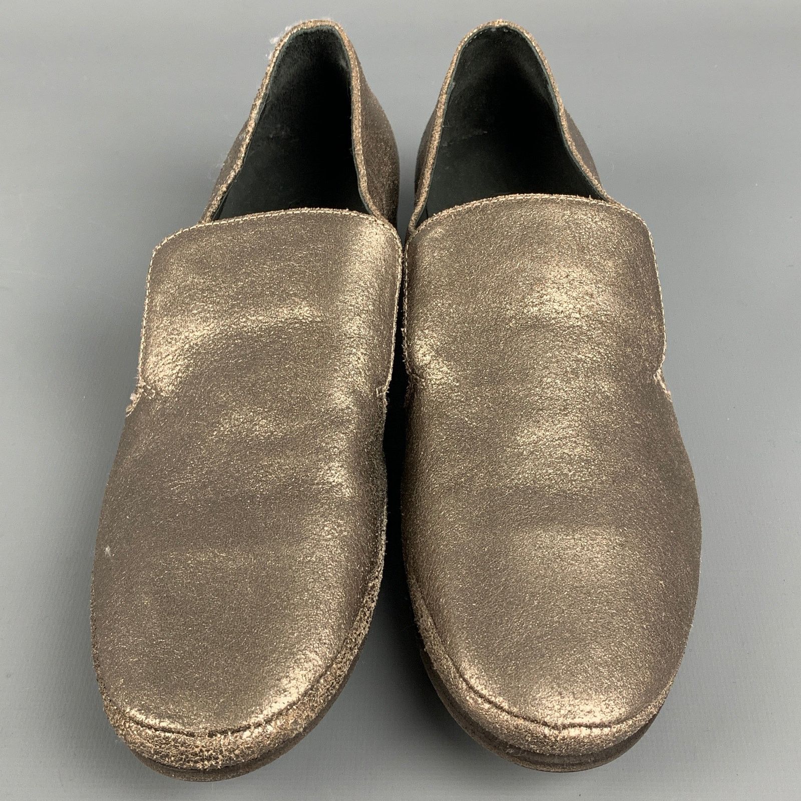 Brunello Cucinelli BRUNELLO CUCINELLI 7 Silver Leather Crackled Loafer Flats Size US 7 / IT 37 - 4 Thumbnail
