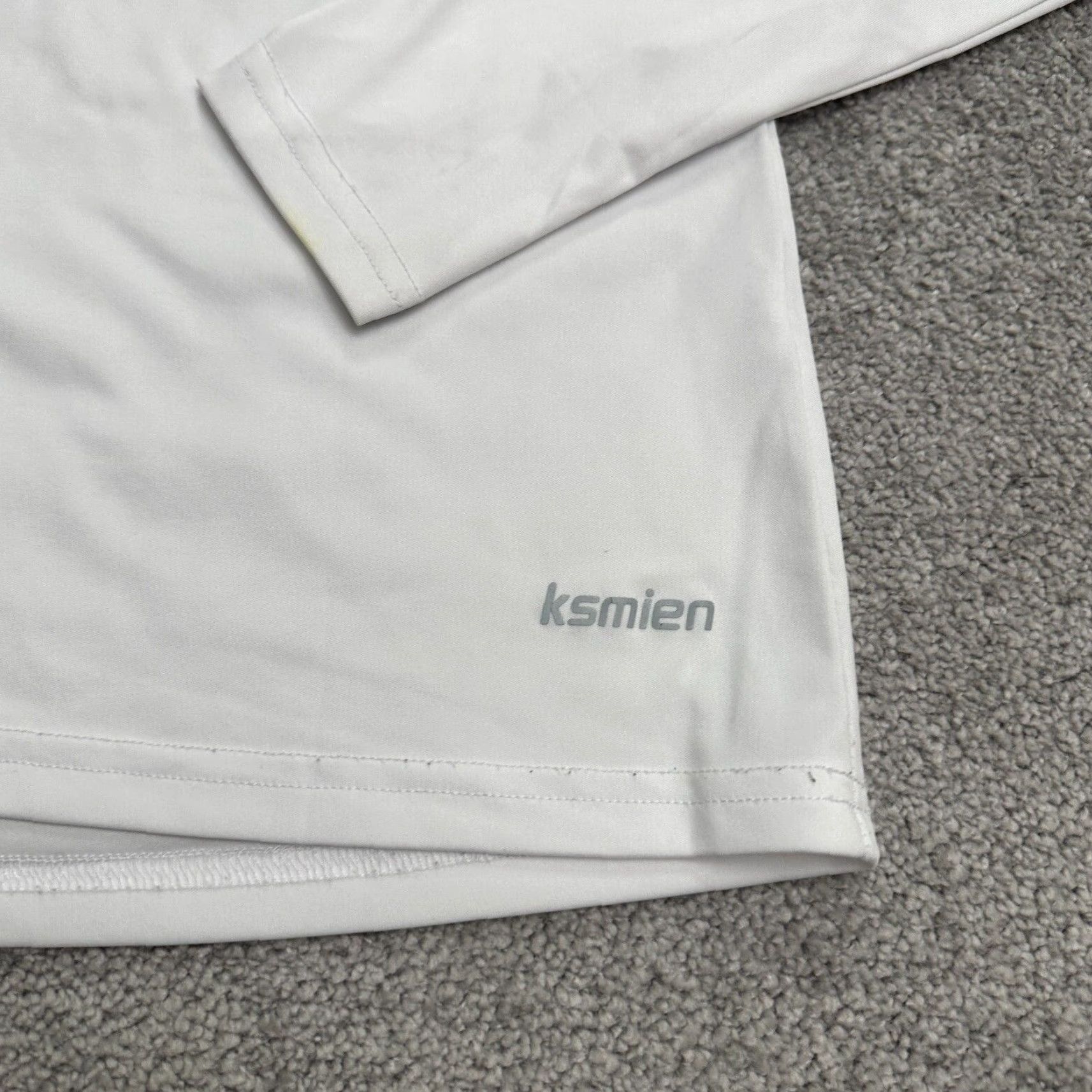 Vintage Ksmien Active Shirt Womens Medium White Raglan Long Sleeve Thumbholes Crew Neck Size M / US 6-8 / IT 42-44 - 5 Thumbnail