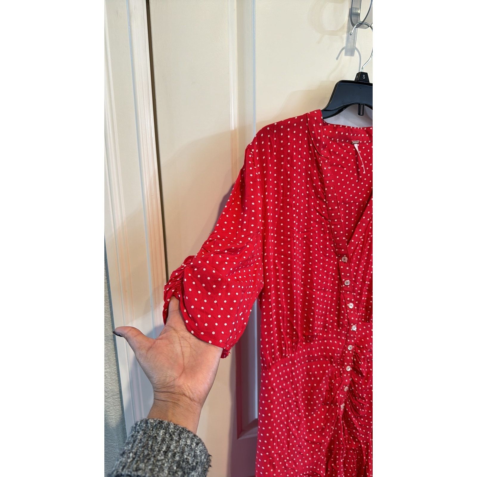 Free People Free People Pipa Short Sleeve retro mini dress red polka dot Size L / US 10 / IT 46 - 4 Thumbnail