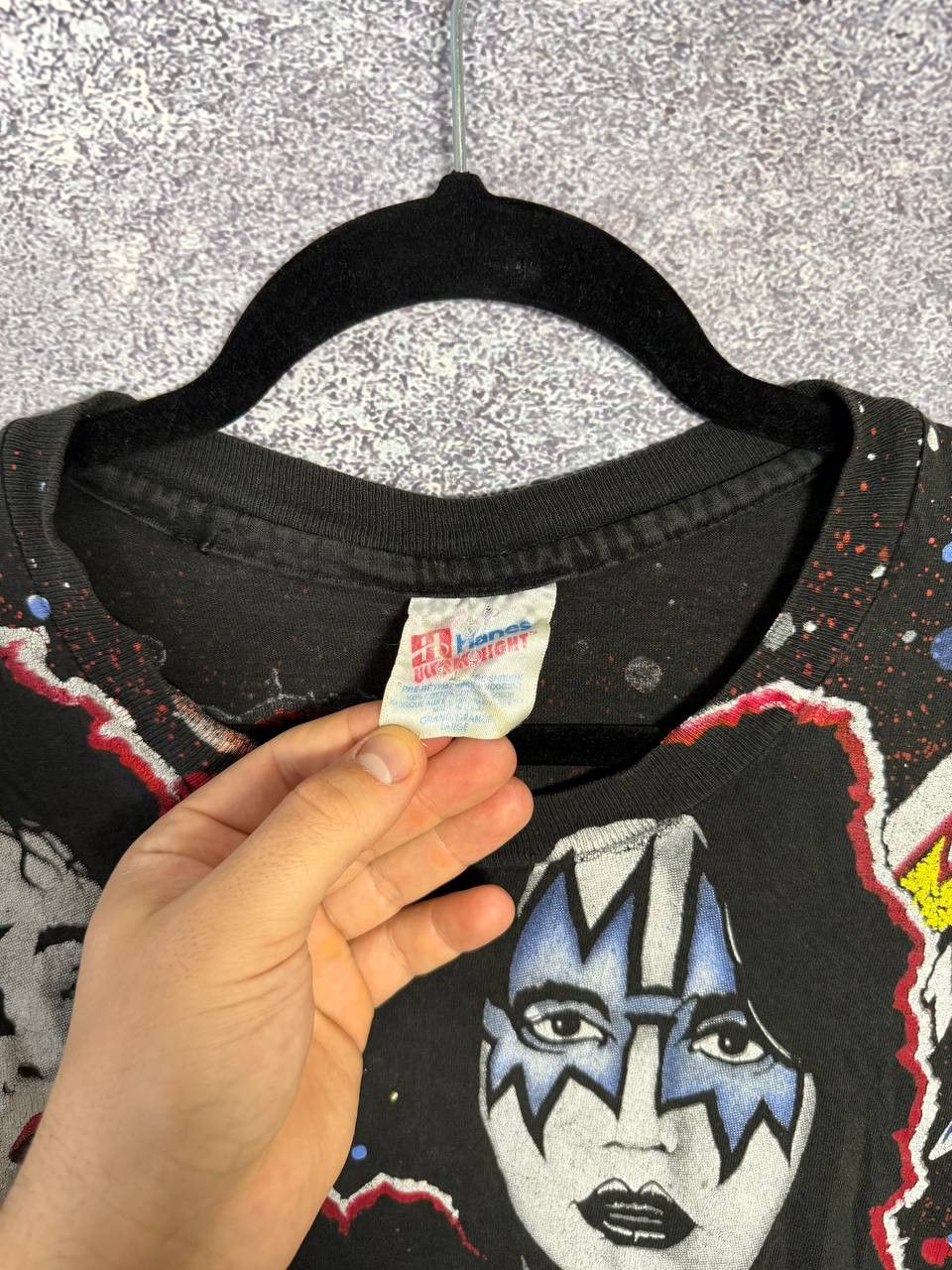 Band Tees × Hanes 1992 Vintage KISS T-Shirt Faces AOP Hanes Winterland Concert Size US L / EU 52-54 / 3 - 10 Thumbnail
