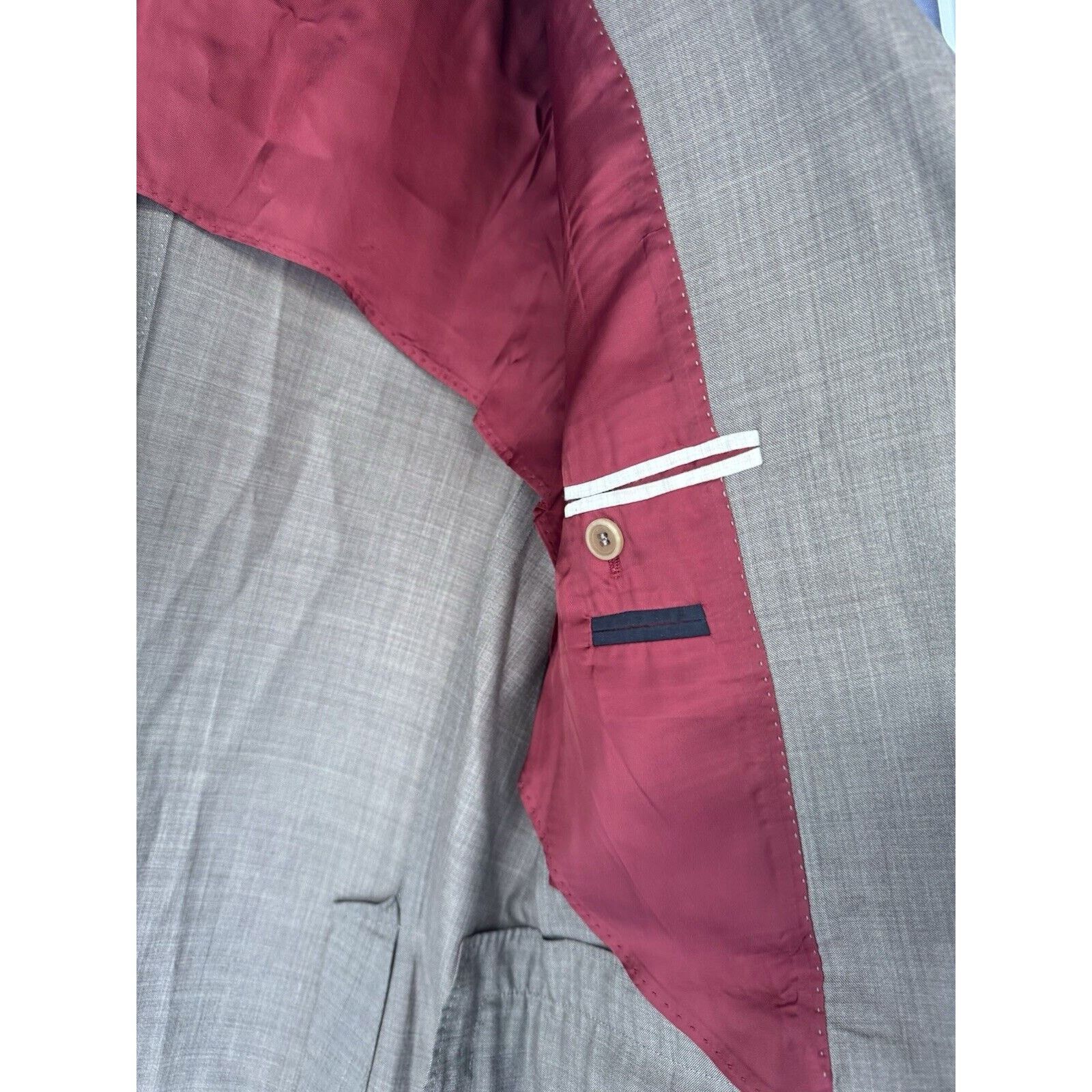 Brunello Cucinelli Brunello Cucinelli Peak Lapel Taupe Jacket 56/46 Wool Silk Size 46R - 2 Thumbnail