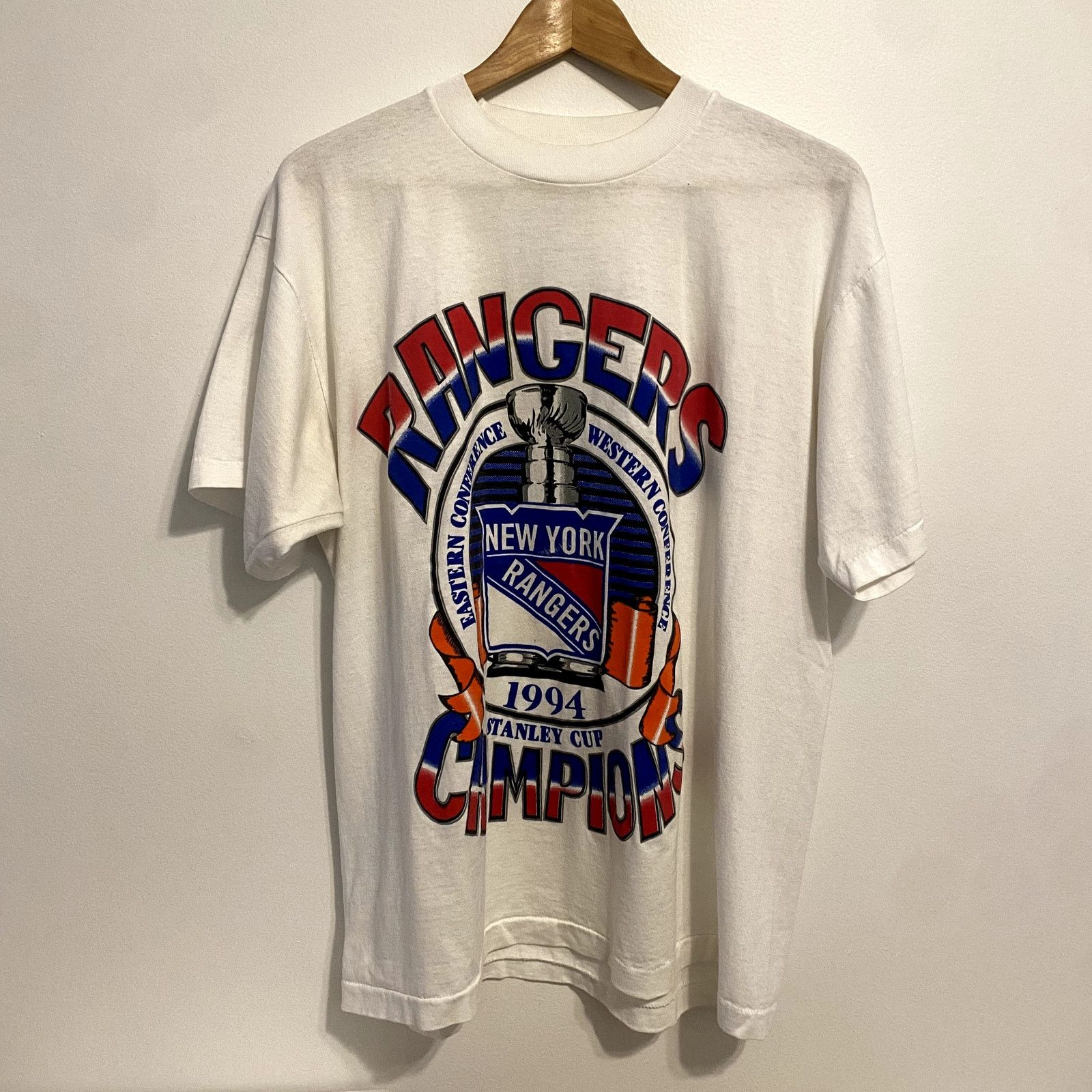NHL × Vintage Vintage New York Rangers T Shirt NHL Hockey Stanley Cup 1994 Size US XL / EU 56 / 4 - 1 Thumbnail