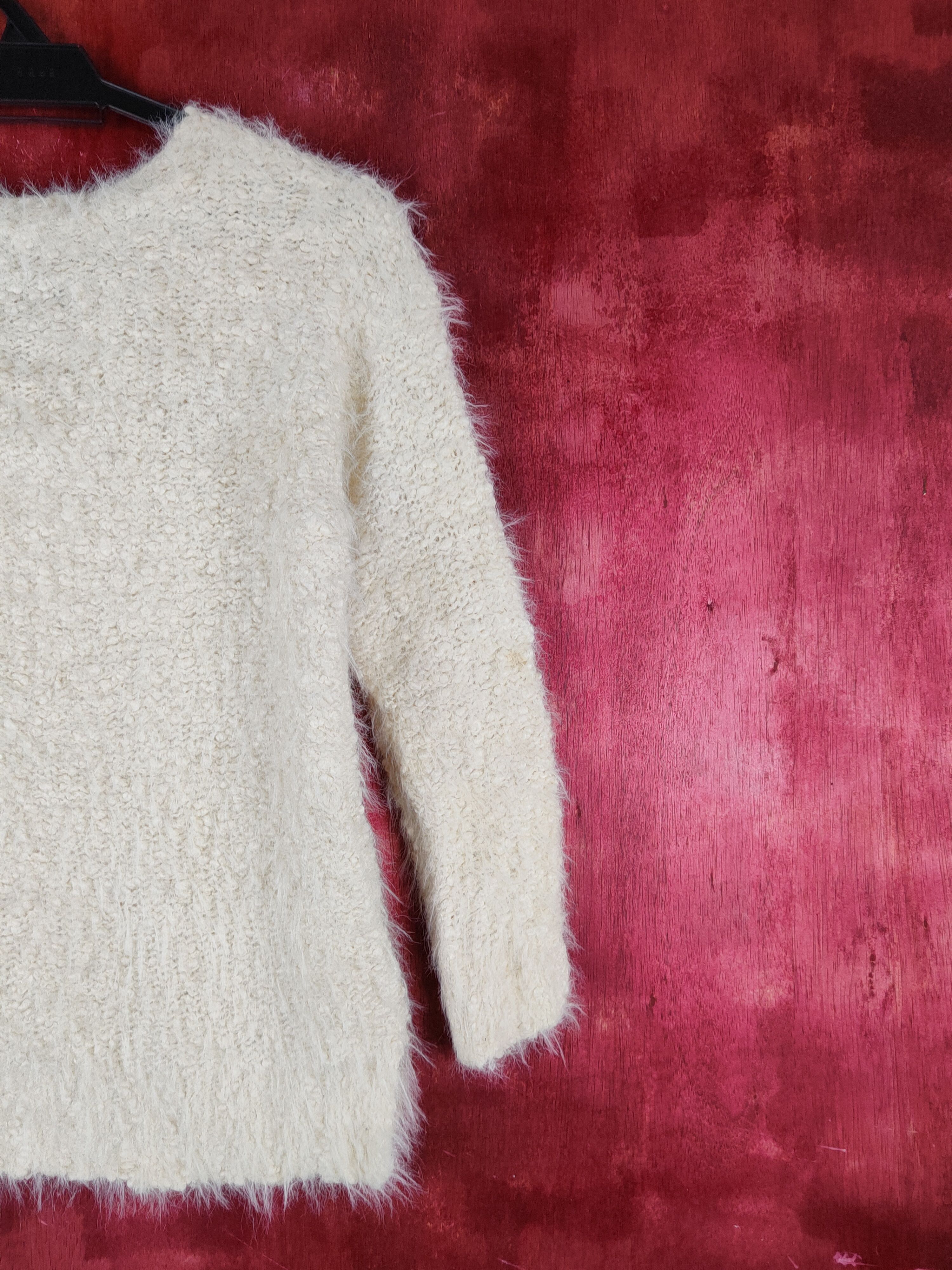 Homespun Knitwear Nolley's Light Yellow Shag Shaggy Fur Mohair Knitwear #S2157 Size S / US 4 / IT 40 - 9 Thumbnail