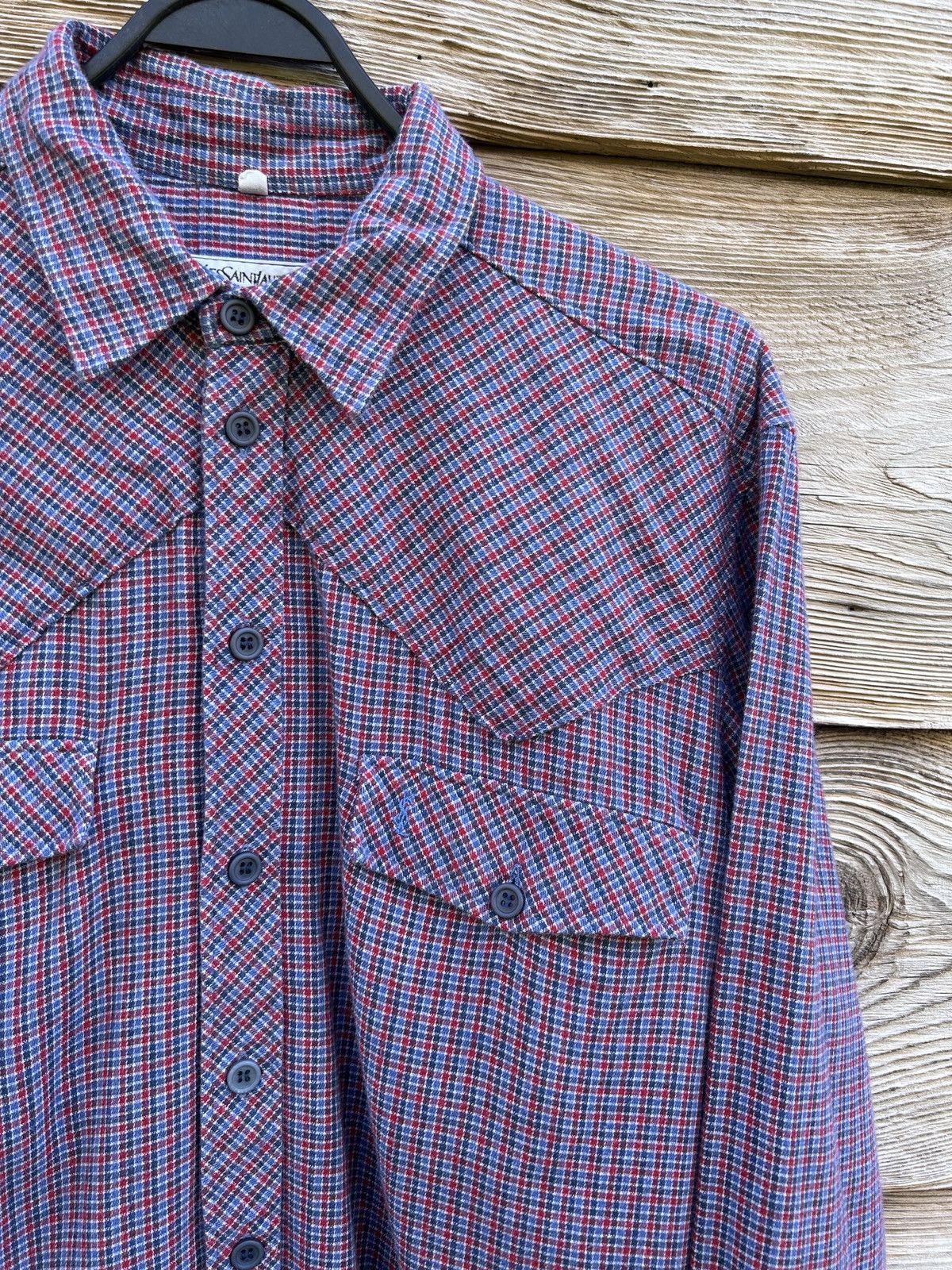 Yves Saint Laurent 80s Vintage Yves Saint Laurent Chemises Flannel Check Shirt Size US M / EU 48-50 / 2 - 2 Thumbnail