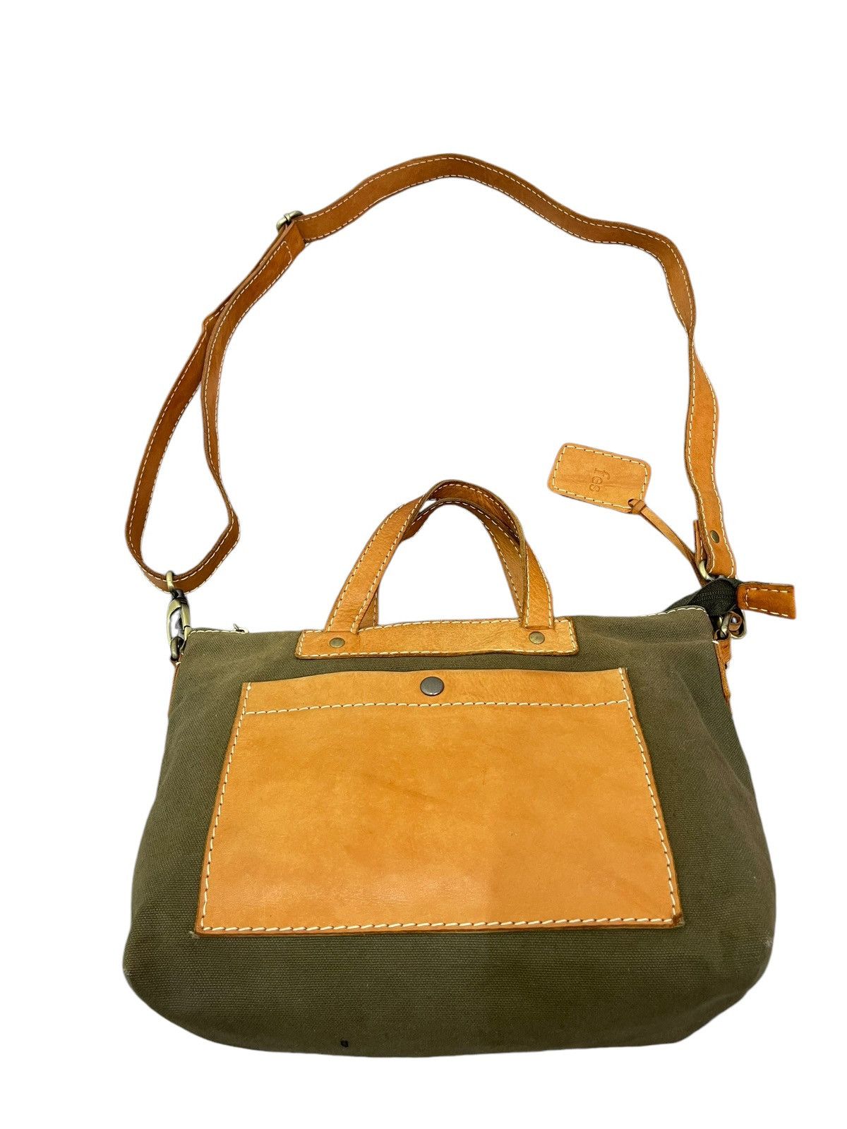 Japanese Brand Leather Cotton Canvas Fes Handmade Cross Body Bag 9🟩 Size ONE SIZE - 6 Thumbnail