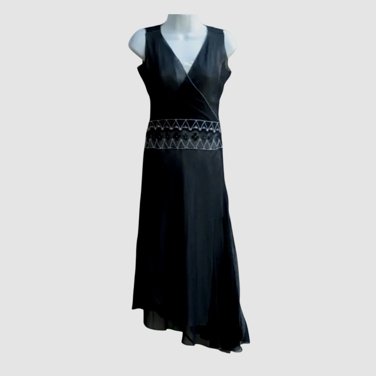 Other Max Studio Special Black Ivory Sheer Silk Embroidered Dress Size S / US 4 / IT 40 - 1 Thumbnail