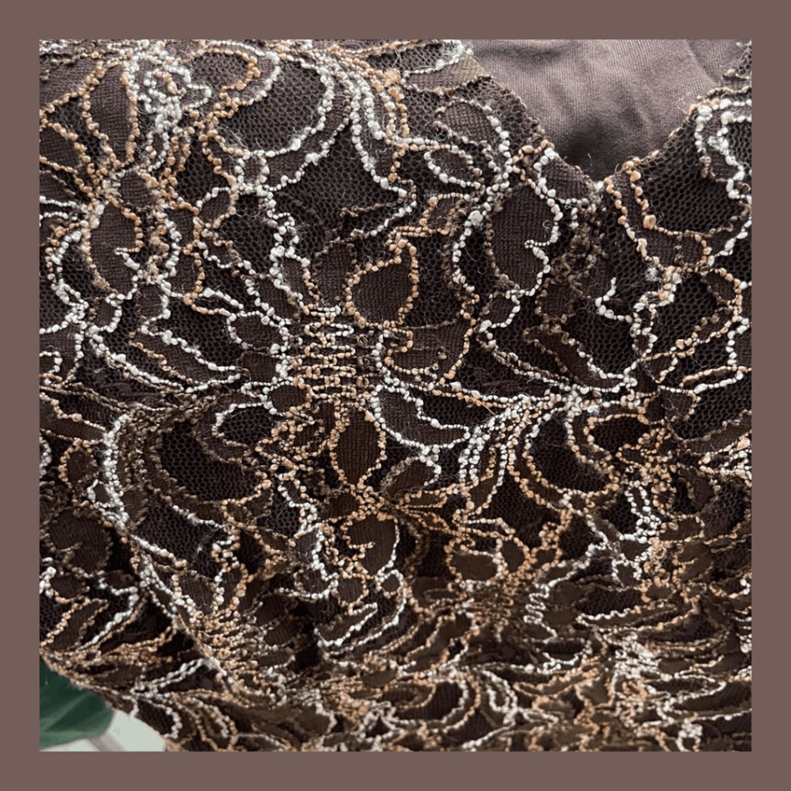 Vintage VTG Beaded Lace Top |Style & Co. Brown Mesh Y2K Evening Glam Size S / US 4 / IT 40 - 6 Thumbnail