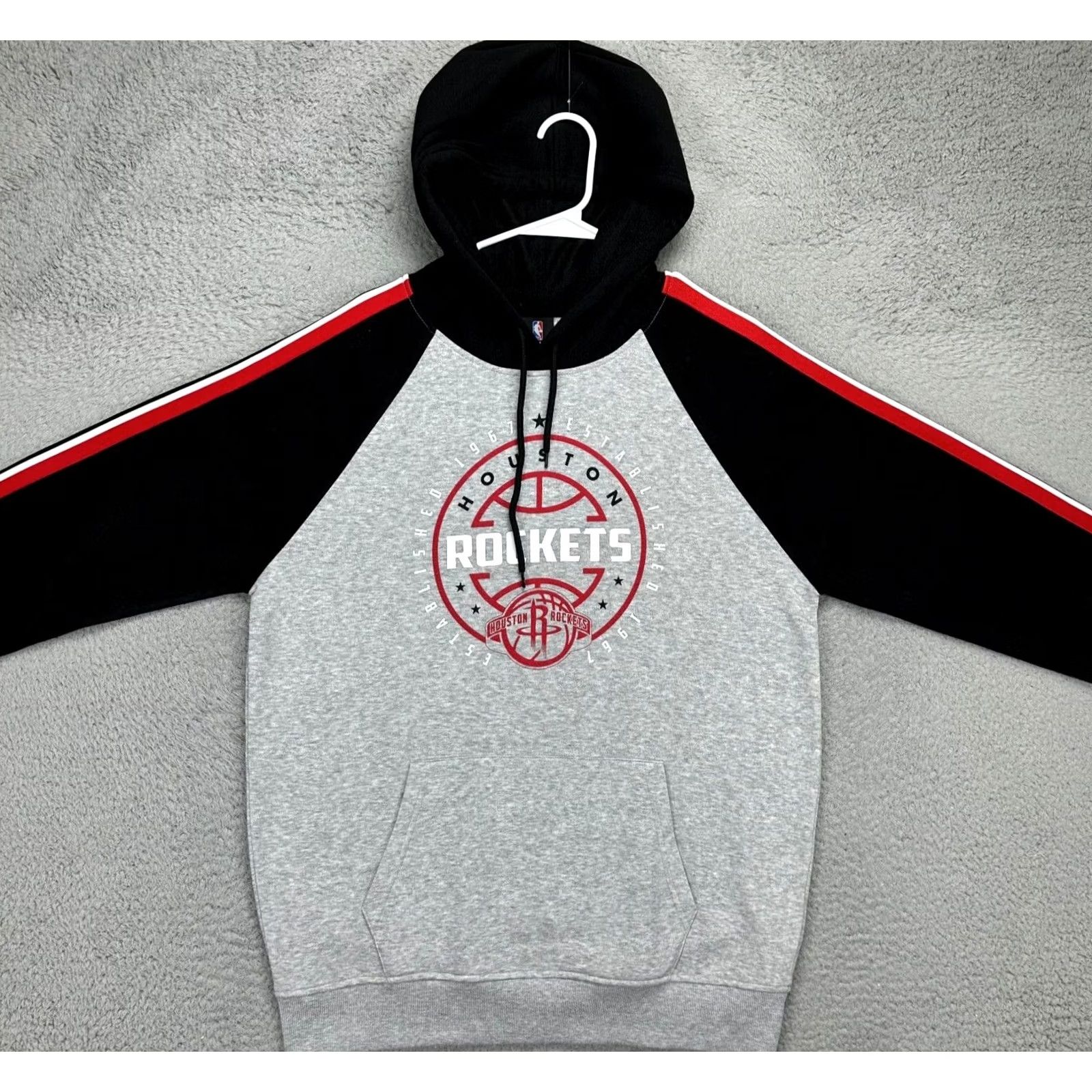 NBA NBA Houston Rockets Hoodie Sweatshirt Mens Medium Grey Black Colorblock Pullover Basketball Size US M / EU 48-50 / 2 - 2 Thumbnail