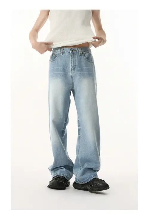 VIBE Japanese retro washed elastic waist straight loose jeans Size US 32 / EU 48 - 1 Thumbnail