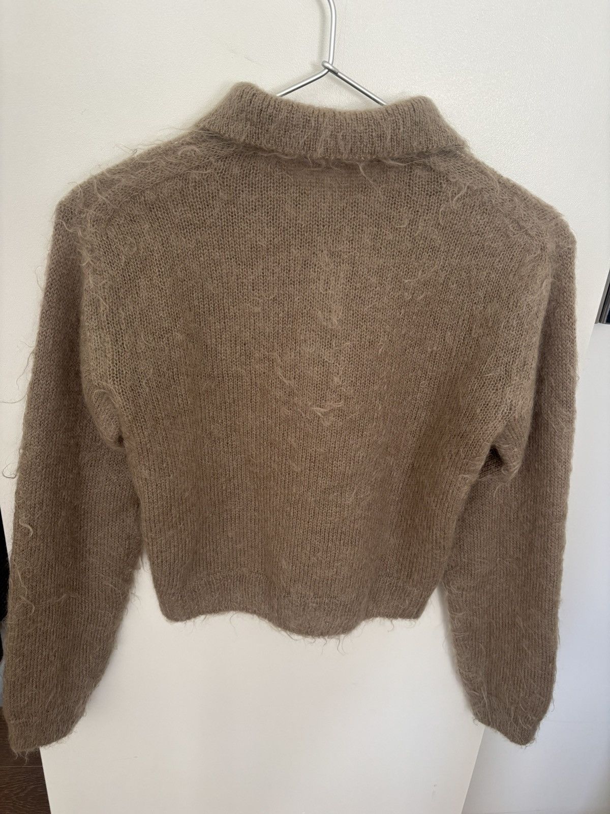 Auralee Mohair Wool Polo Cropped Sweater Size XS / US 0-2 / IT 36-38 - 2 Thumbnail