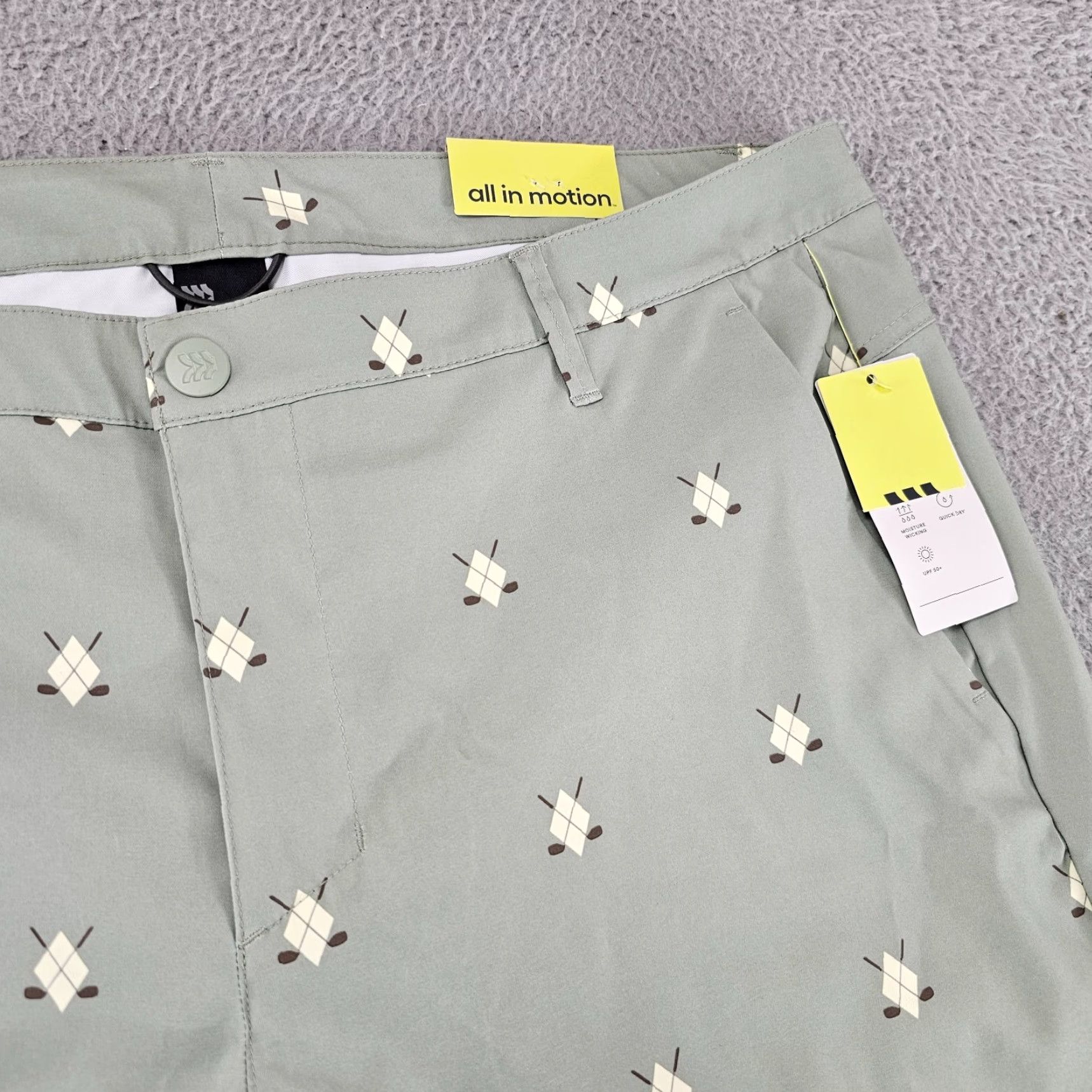Vintage VINTAGE: No — All In Motion Shorts Mens Size 40 Green Golf Club Print Performance Tech Chinos Size US 40 / EU 56 - 2 Thumbnail