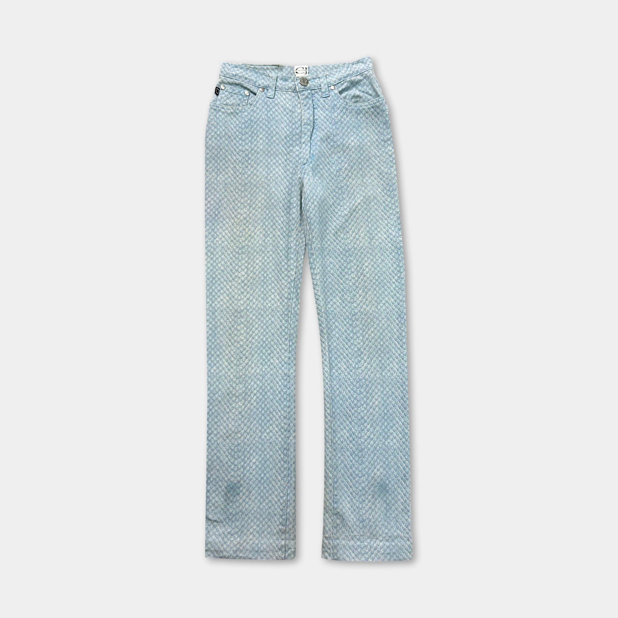 Roberto Cavalli Cavalli Jeans Blue Snake Skin Pants Size ONE SIZE - 1 Thumbnail