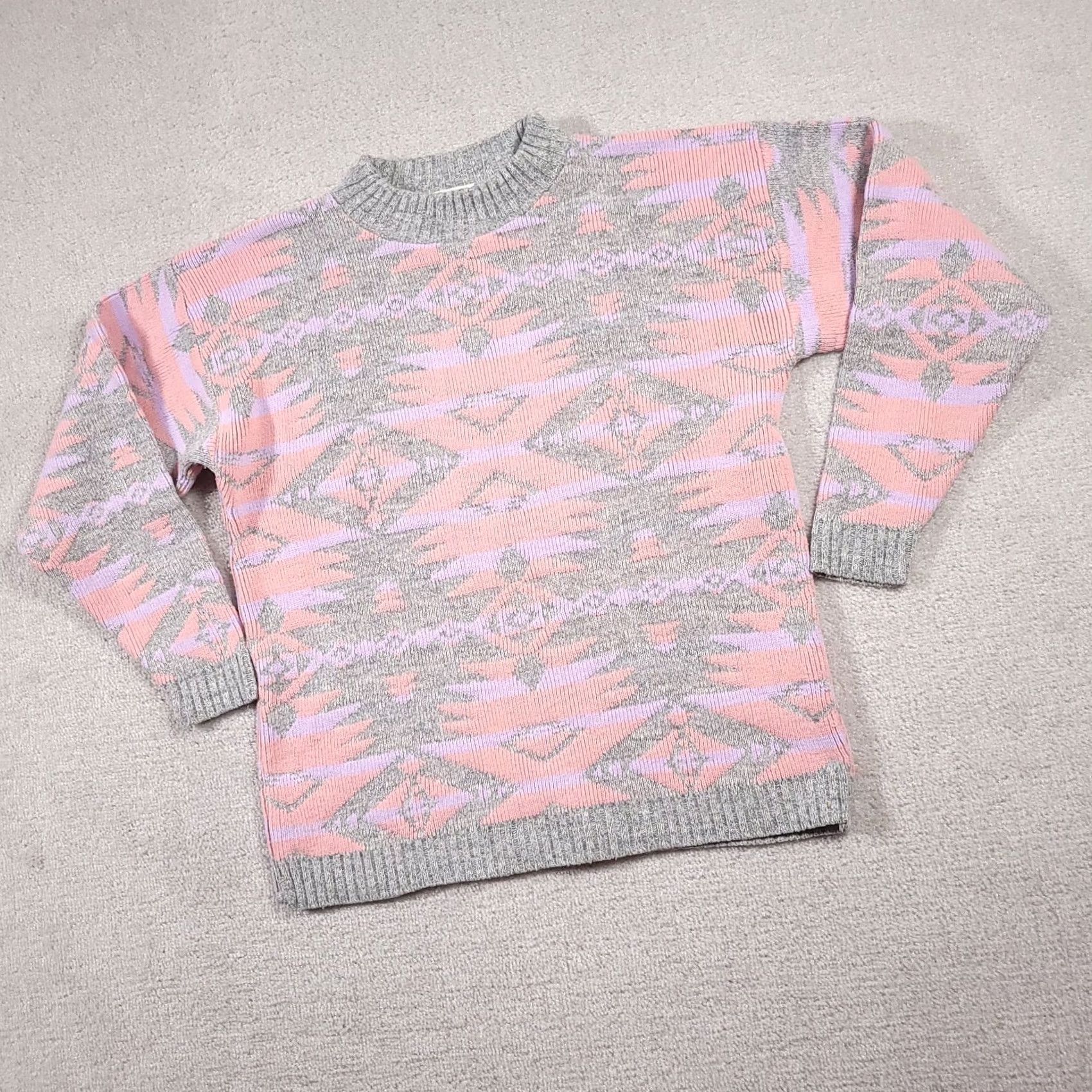 Pinko VINTAGE Alicia Sweater Pink Aztec Pullover Knit Long Sleeve Women's L 80s Retro Nerd Size L / US 10 / IT 46 - 2 Thumbnail