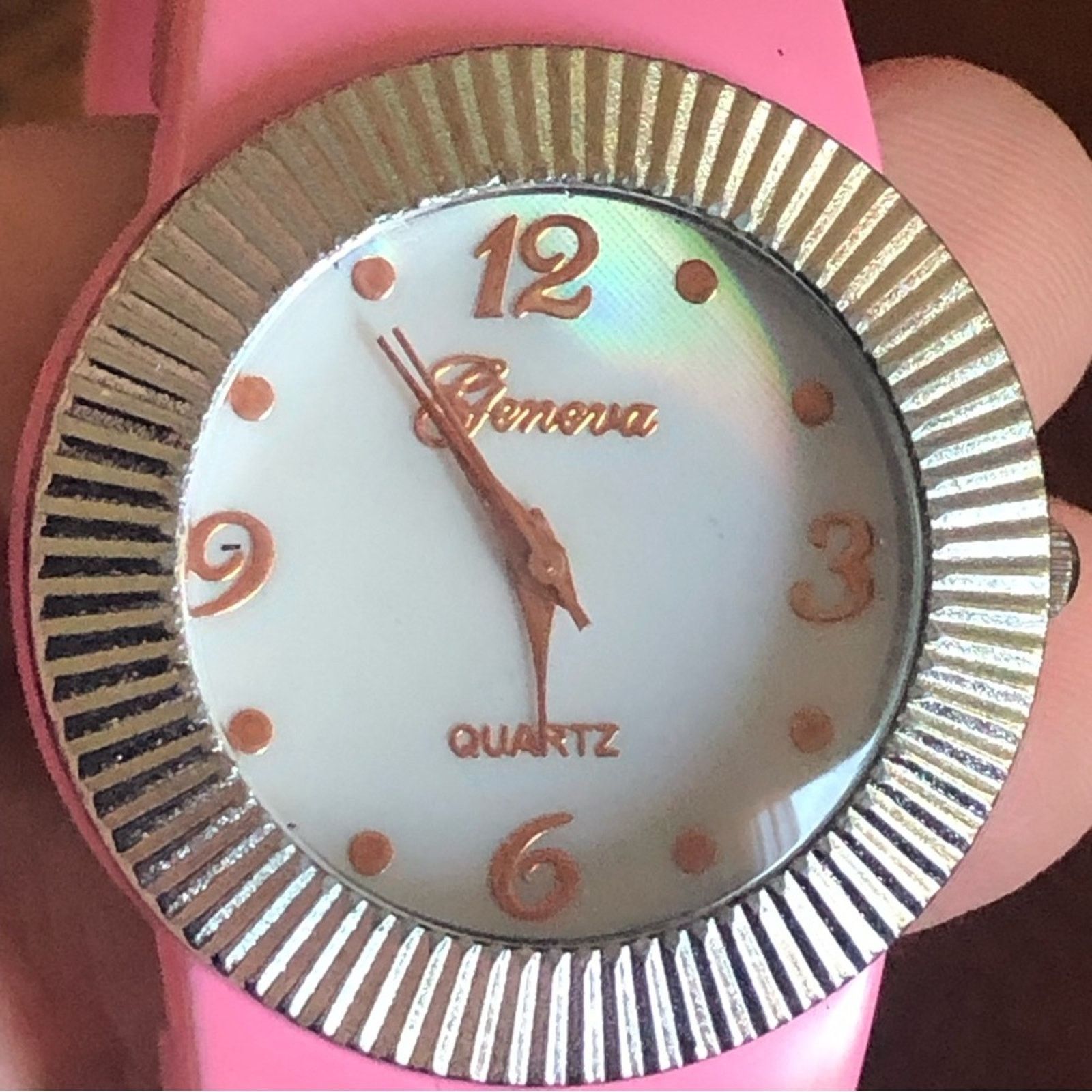 Geneva Ladies Geneva bubblegum pink soft silicone cuff watch Size ONE SIZE - 8 Thumbnail