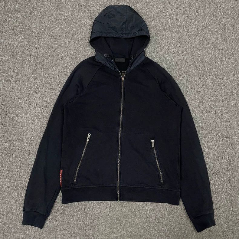 Prada Prada Navy Logo Zip Hooded Jacket - dmc Size US S / EU 44-46 / 1 - 1 Thumbnail