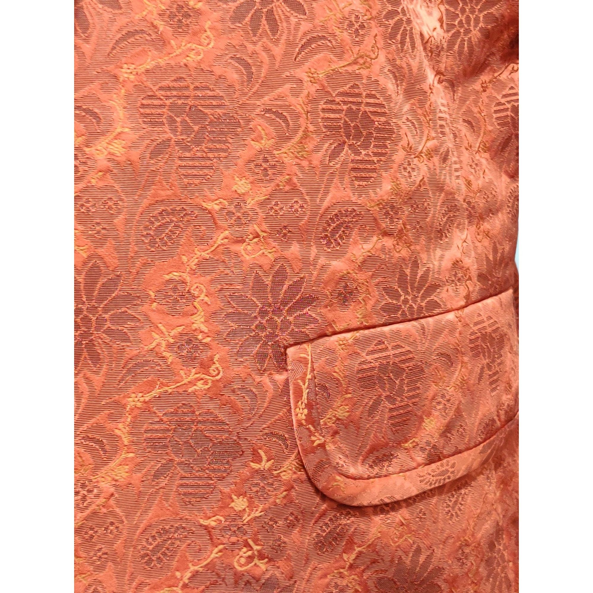 Vintage Ellen Tracy 12 Womens Blazer Orange Brocade Floral Jacquard Size XL / US 12-14 / IT 48-50 - 10 Thumbnail