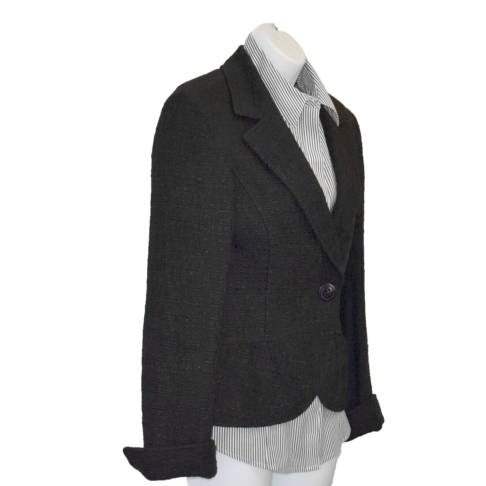 Lafayette 148 LAFAYETTE 148 Black Viscose Blend Tweed Button Jacket Sz 4 Size S / US 4 / IT 40 - 2 Thumbnail