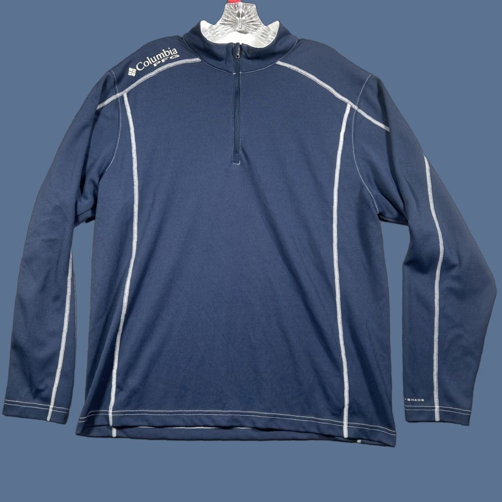 Vintage Columbia PFG Pullover Mens M 1/4 Zip Omni-Shade Blue Performance Fishing Gear Jacket Windbreaker Activewear Size US M / EU 48-50 / 2 - 1 Thumbnail