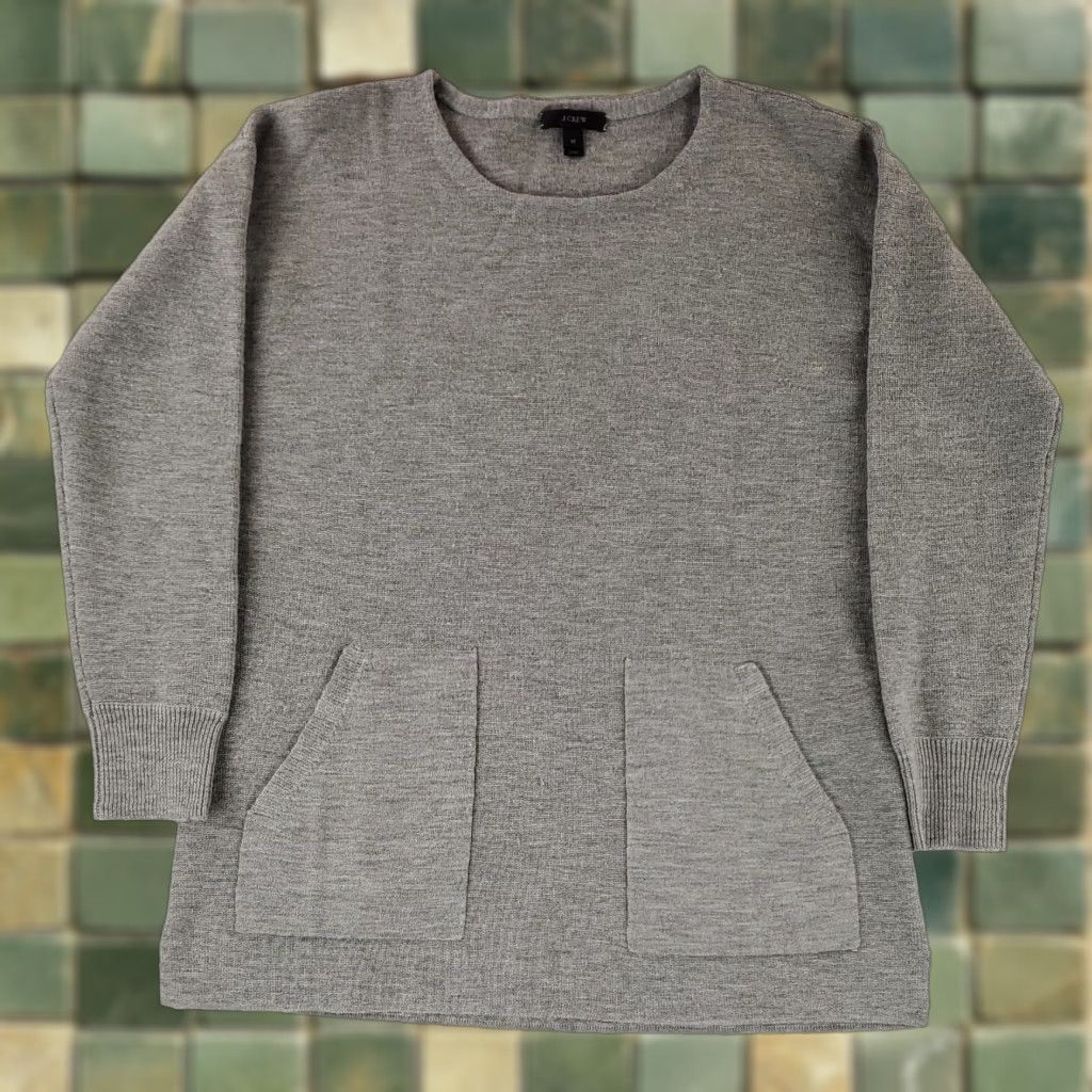 J.Crew J.CREW Sweater Crew Neck 100% Merino Wool Pockets Gray Mens M Pullover Men Merino Wool Jacket? Size US M / EU 48-50 / 2 - 1 Thumbnail