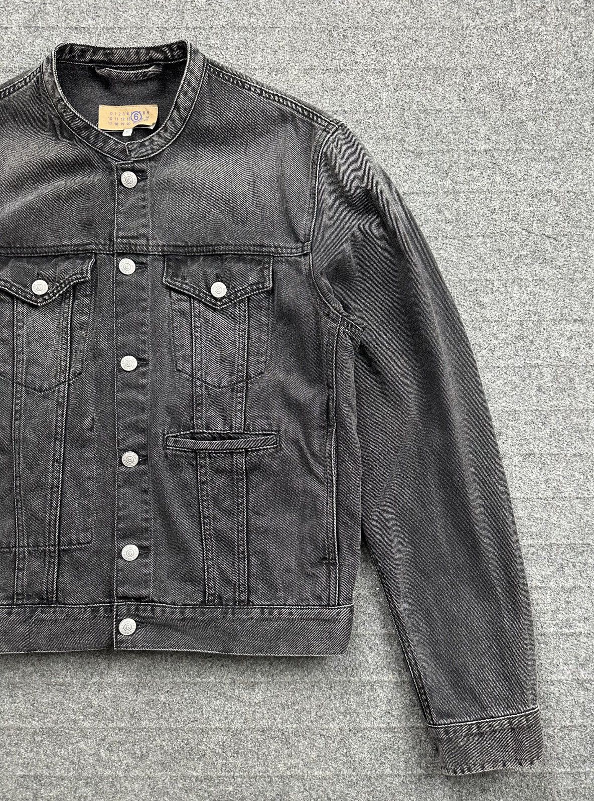 Maison Margiela Maison Margiela - MM6 Collarless Denim Jacket - Washed Black Size US M / EU 48-50 / 2 - 3 Thumbnail