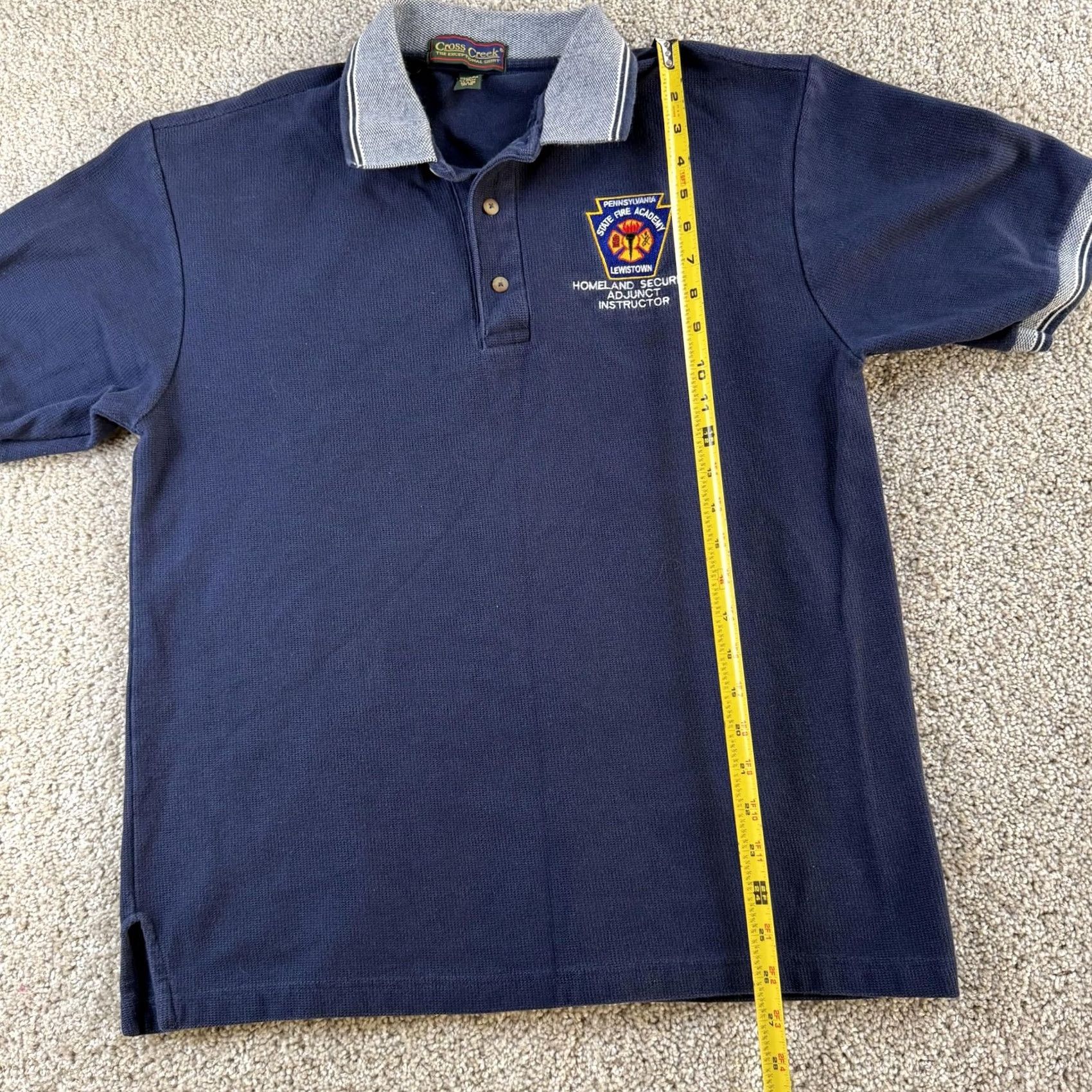 Vintage VINTAGE Cross Creek Polo Shirt Mens Large Blue Security Fire Academy Shirt Size US L / EU 52-54 / 3 - 5 Thumbnail