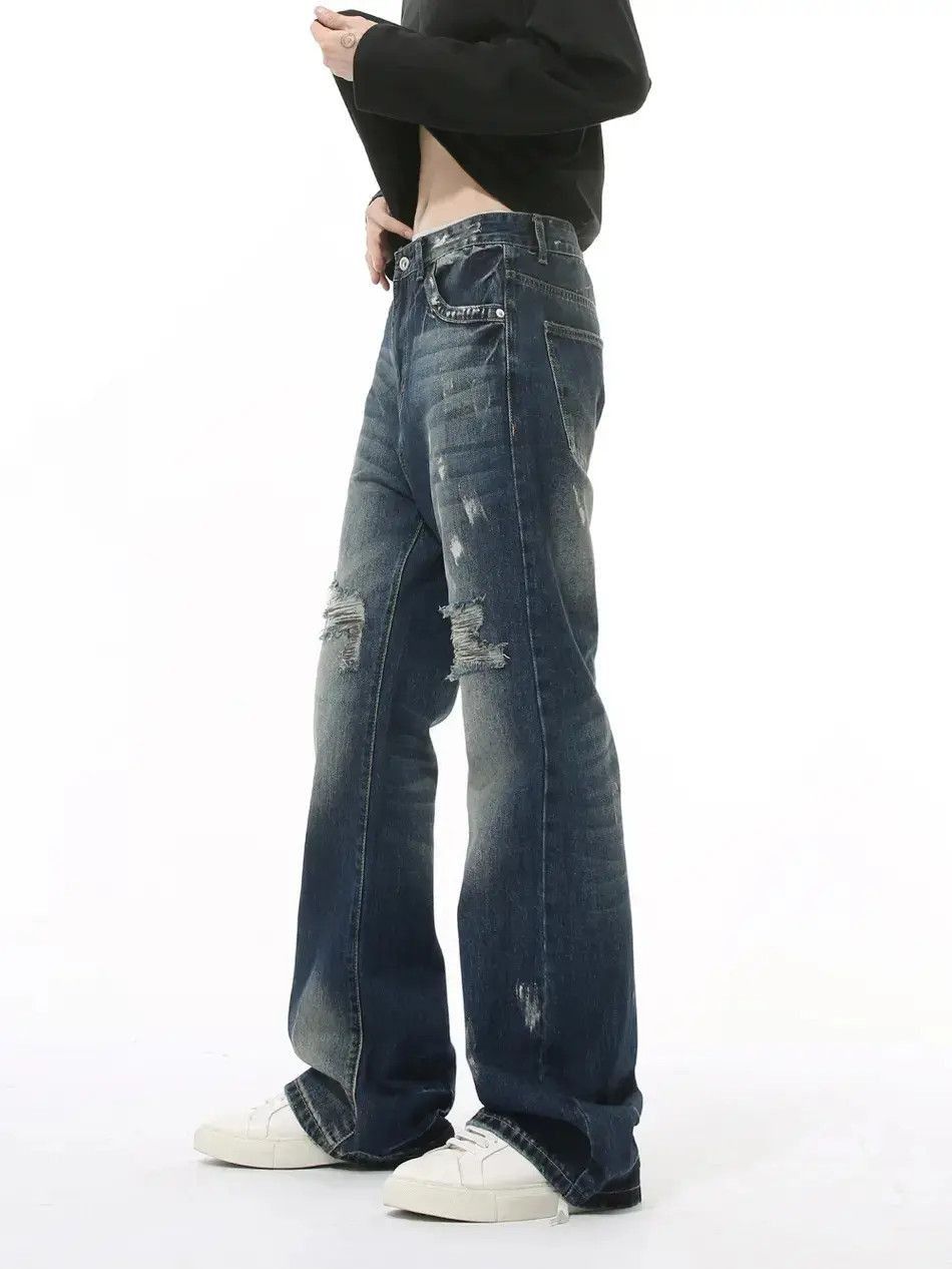 Japanese Brand Retro loose tie dye micro flared jeans Size US 32 / EU 48 - 2 Thumbnail