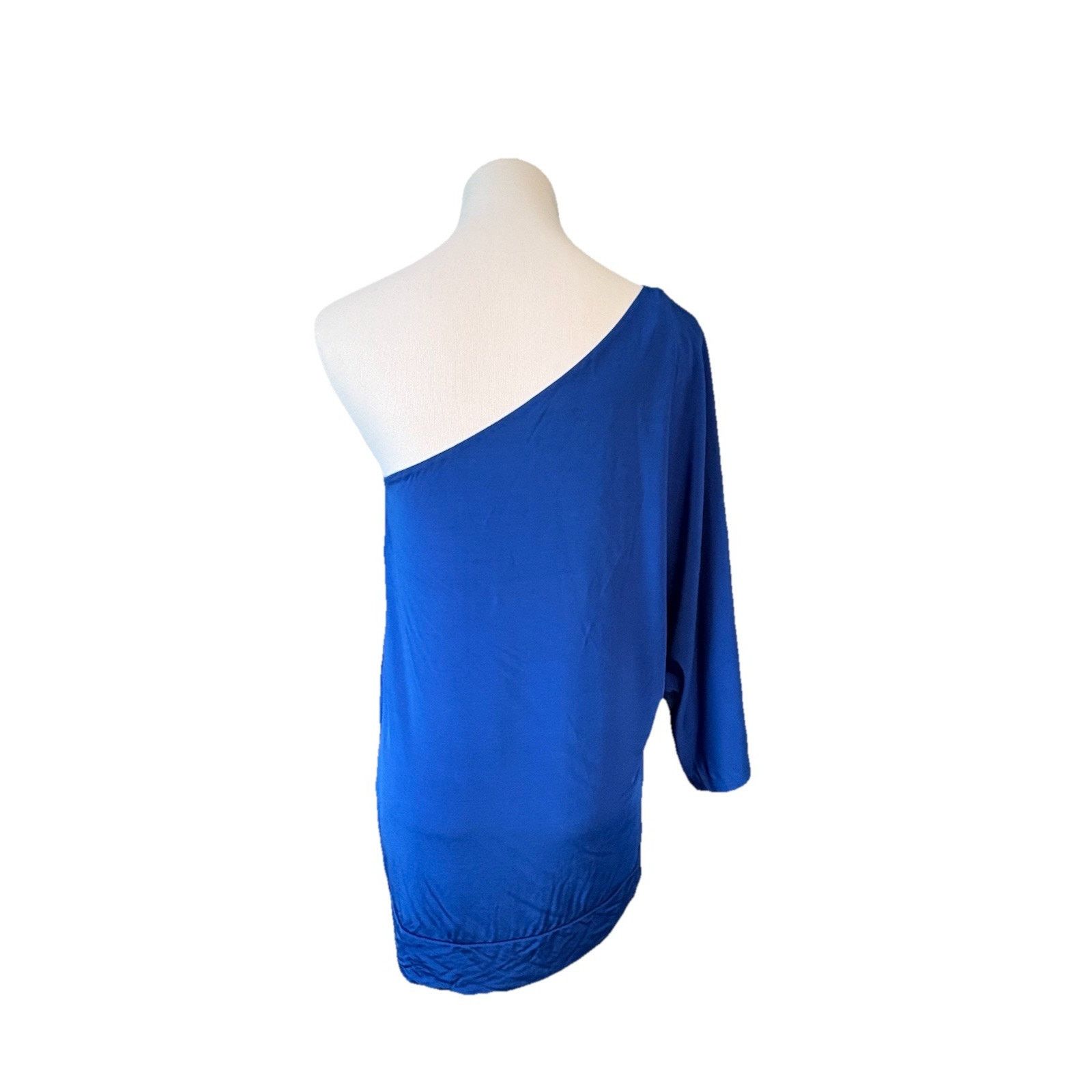 Guess Guess One Shoulder Sleeve Slinky Royal Blue Blouse MEDIUM Size M / US 6-8 / IT 42-44 - 2 Thumbnail