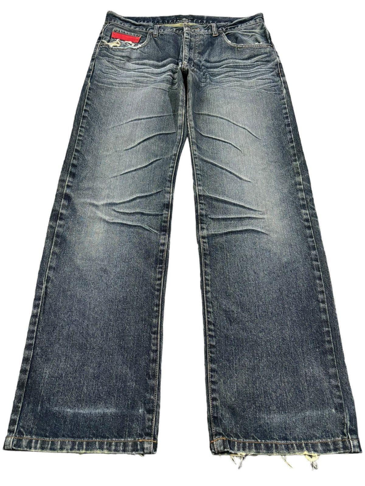 Japanese Brand Vintage Amore Puro American Classic Whiskers Ripped Jeans Size US 33 - 1 Thumbnail