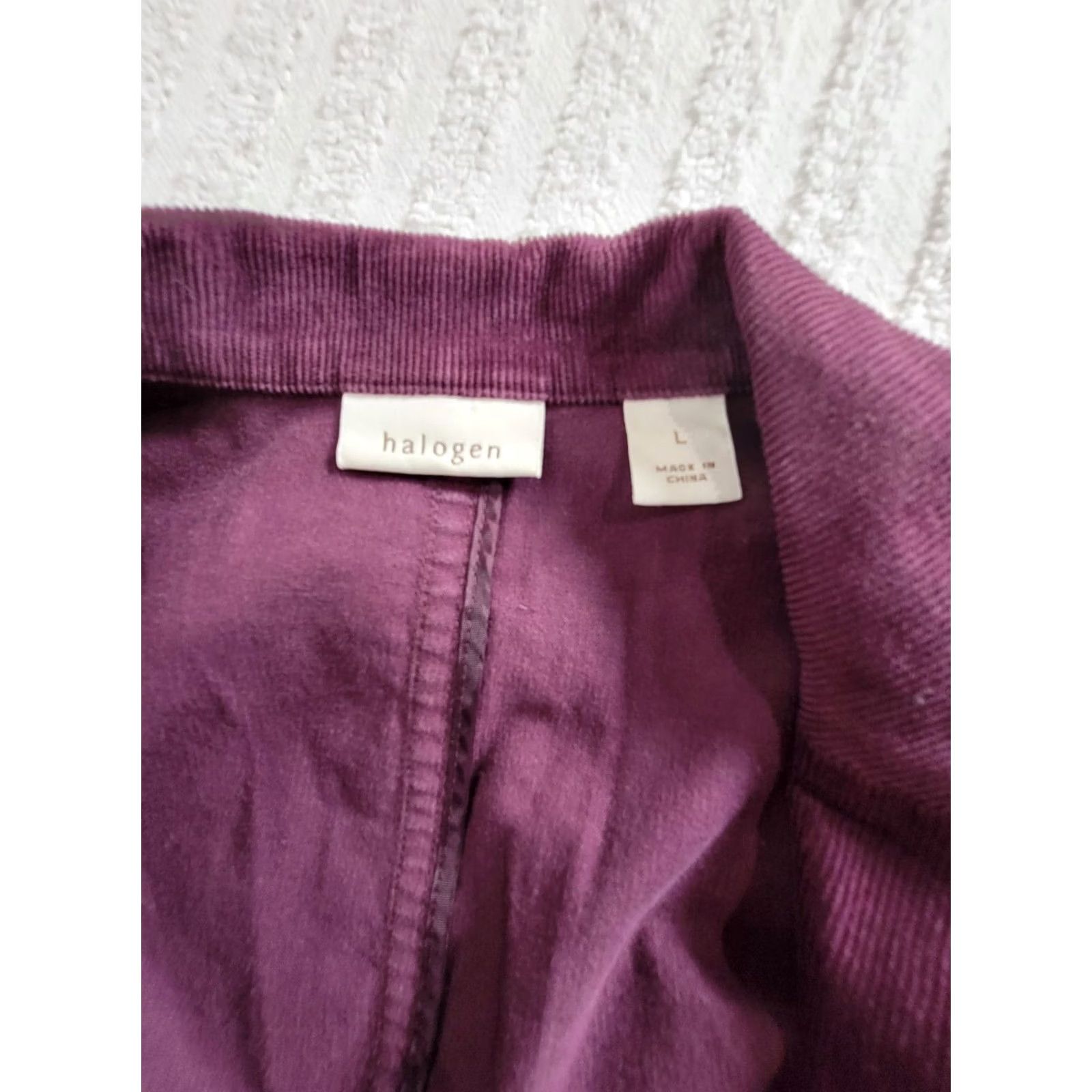 Vintage Halogen Blazer Jacket Plum Corduroy Two-Button Button Closure Casual Womens L Size L / US 10 / IT 46 - 3 Thumbnail