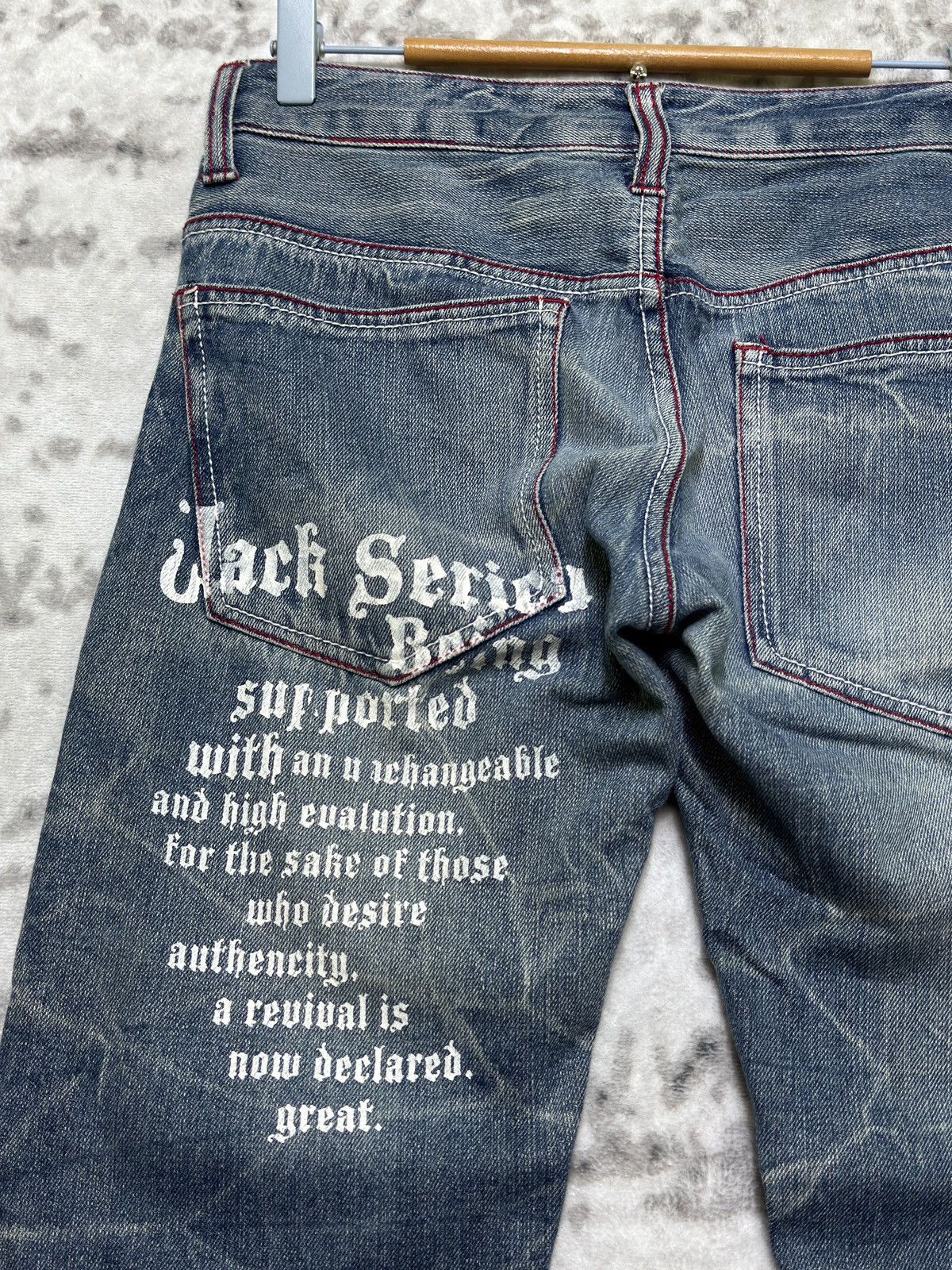 Hysteric Glamour Jack Serika Poem Print Denim Crack Wash Visual Kei Archive Size US 29 - 10 Thumbnail