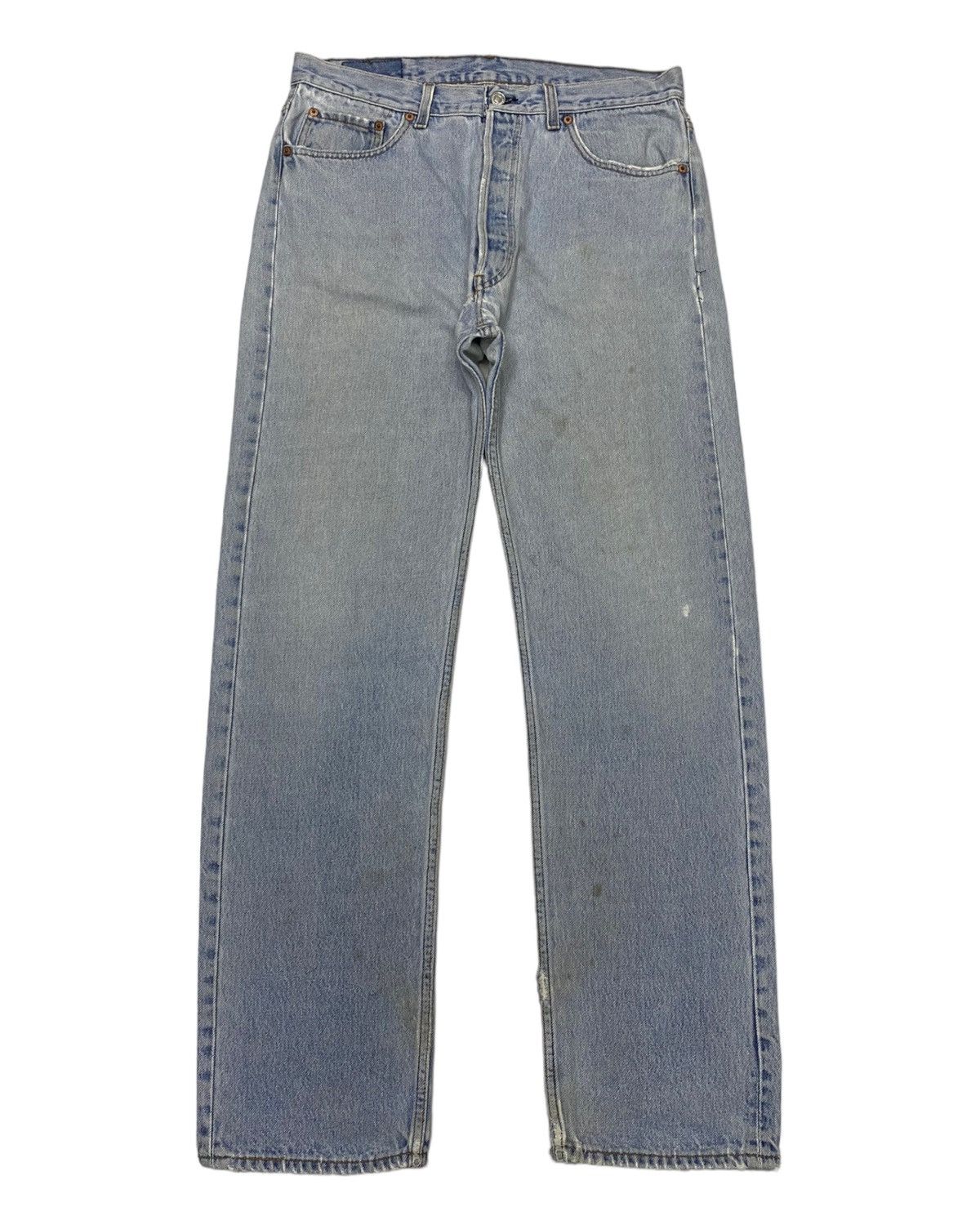 image of Levis 501Xx Stonewashed Distressed Denim Jeans in Blue, Men's (Size 34)