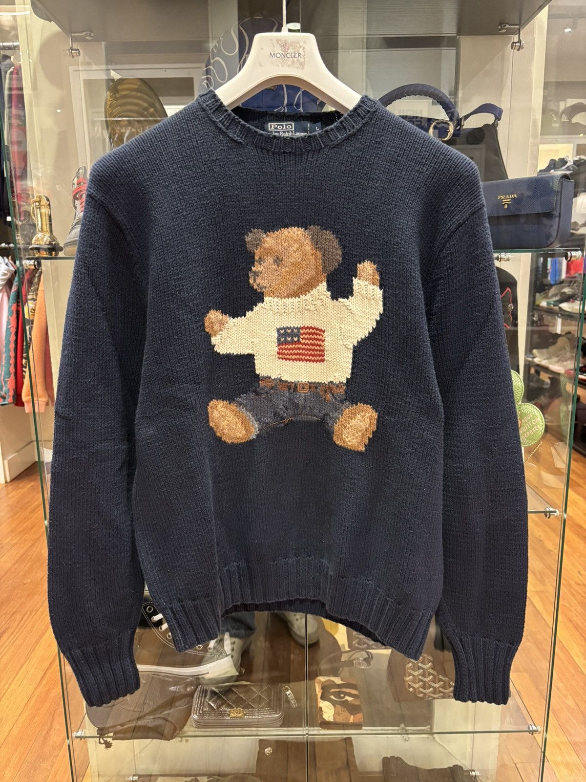 Polo Ralph Lauren Polo Ralph Lauren Hand Knit Sitting Bear Sweater Navy Size US L / EU 52-54 / 3 - 1 Thumbnail