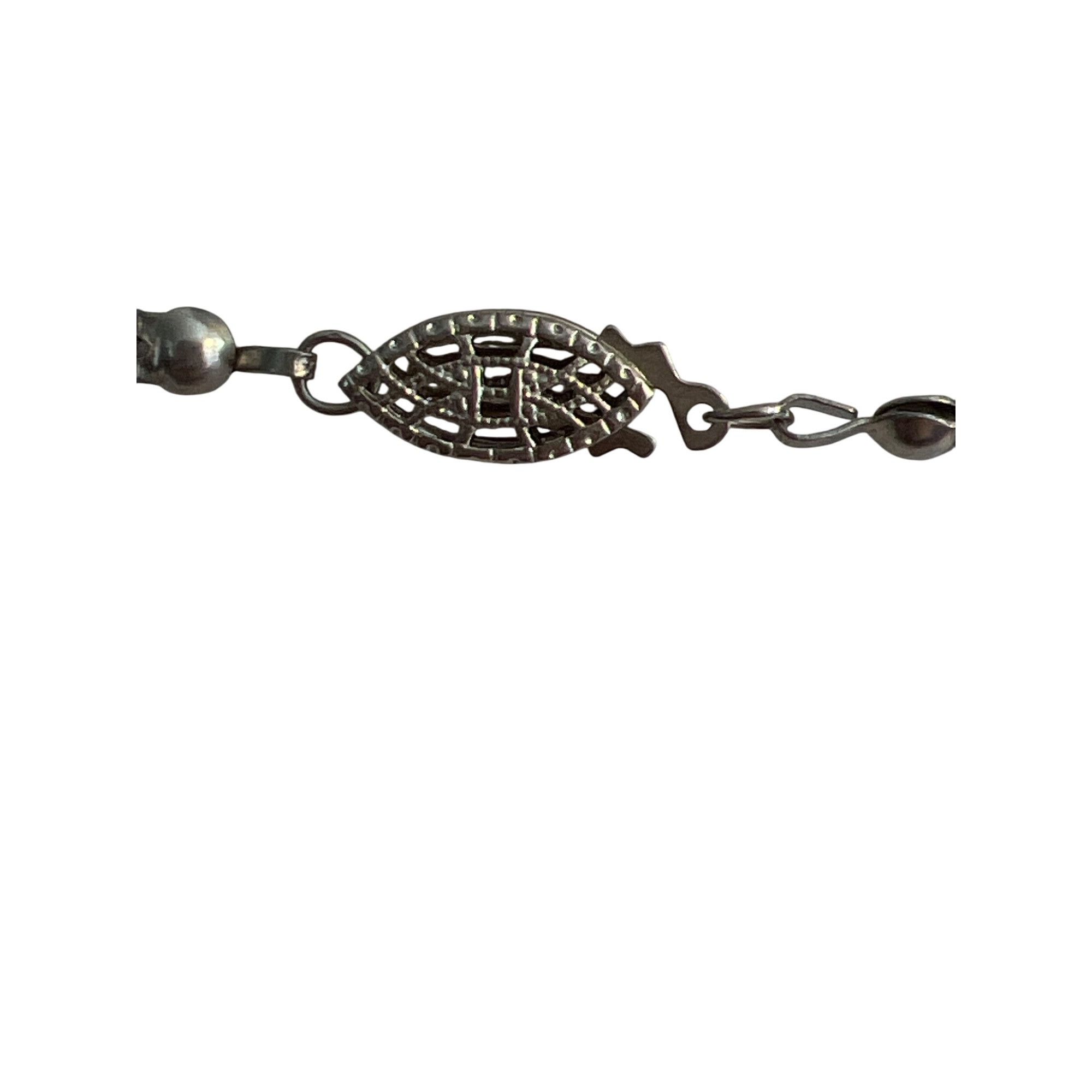 Other Vintage Silver Faux Pearl Necklace Knotted Sterling Silver H Size ONE SIZE - 4 Thumbnail