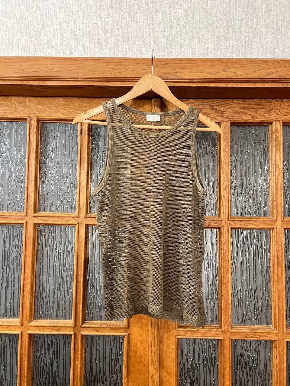 image of Dries Van Noten Mesh Top in Olive/Coyote/Tan, Men's (Size Medium)