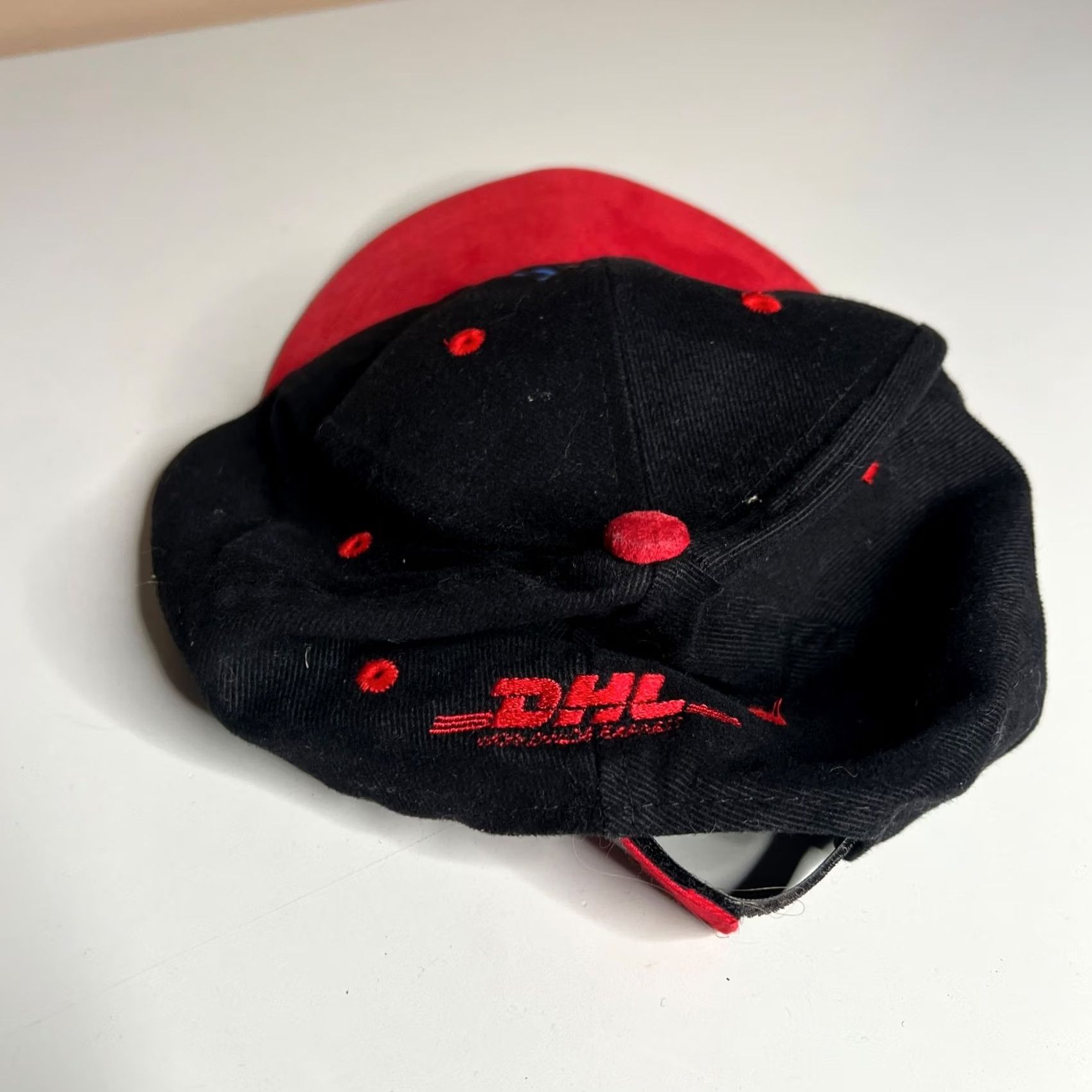 Velour VINTAGE Nokia DHL Black Red Velour Embroidered Promo Hat Adjustable Cap Size ONE SIZE - 5 Thumbnail