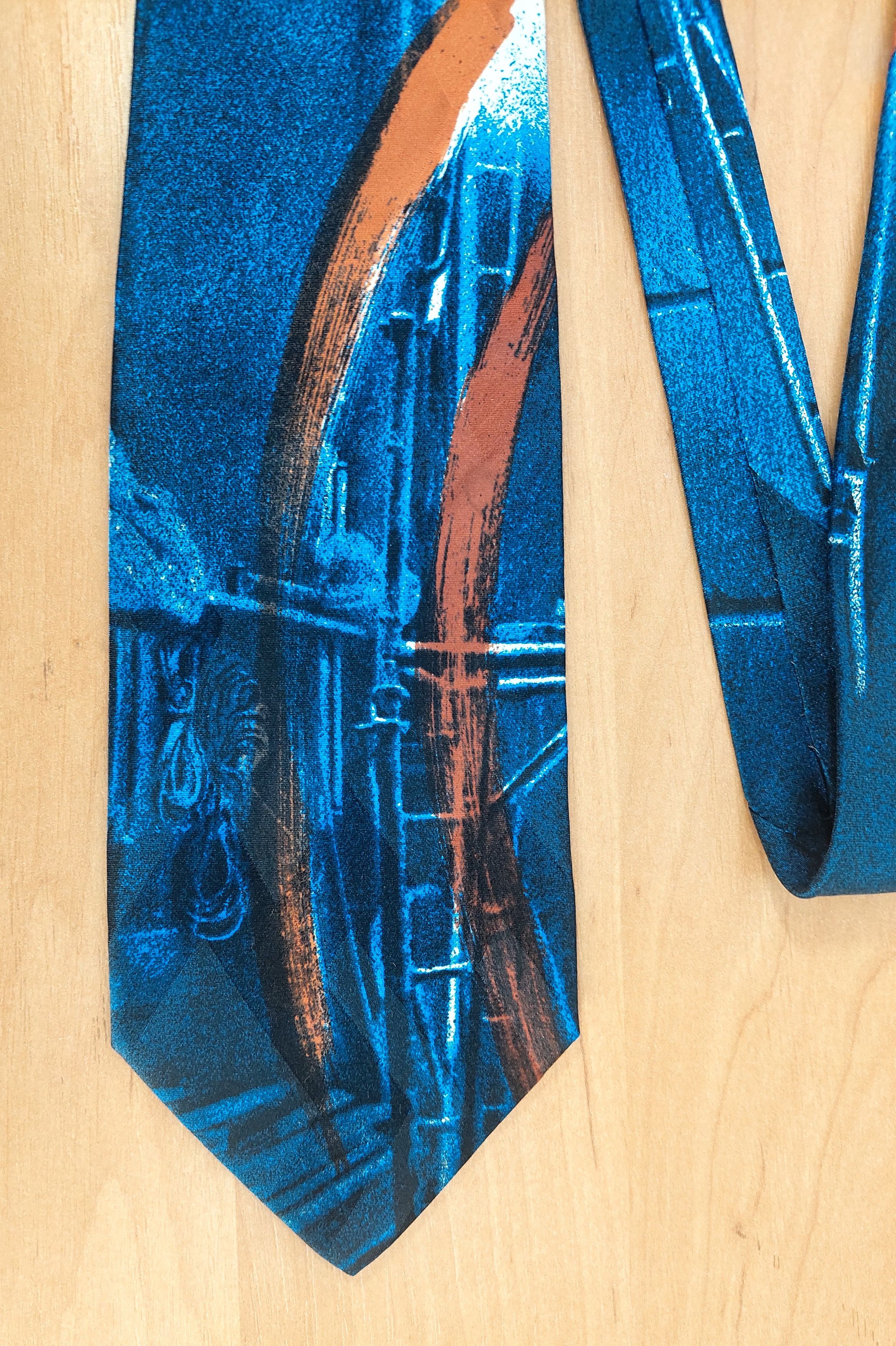 Claude Montana Claude Montana Paris Silk BlueTie Abstract Industrial 90s Size ONE SIZE - 5 Thumbnail