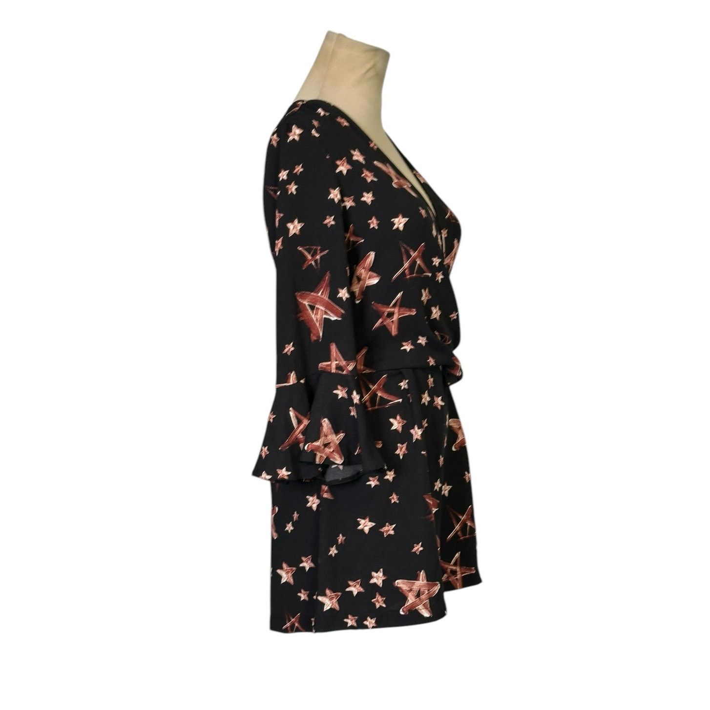 Topshop Topshop black brown stars print 3/4 sleeves romper size 4 Size 27" / US 4 / IT 40 - 8 Thumbnail