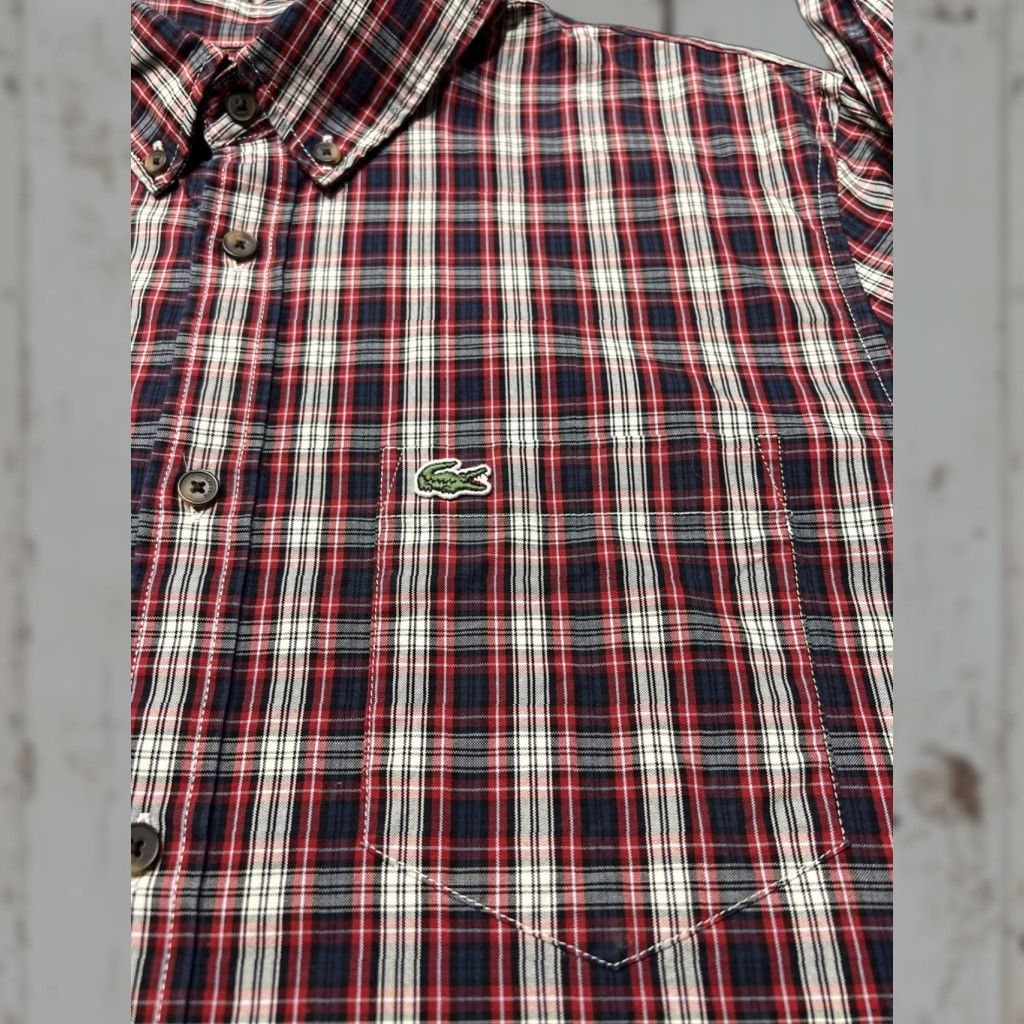Lacoste Lacoste Red Plaid Long Sleeve Button-Up Shirt Men's Medium M Regular Fit Size US M / EU 48-50 / 2 - 1 Thumbnail